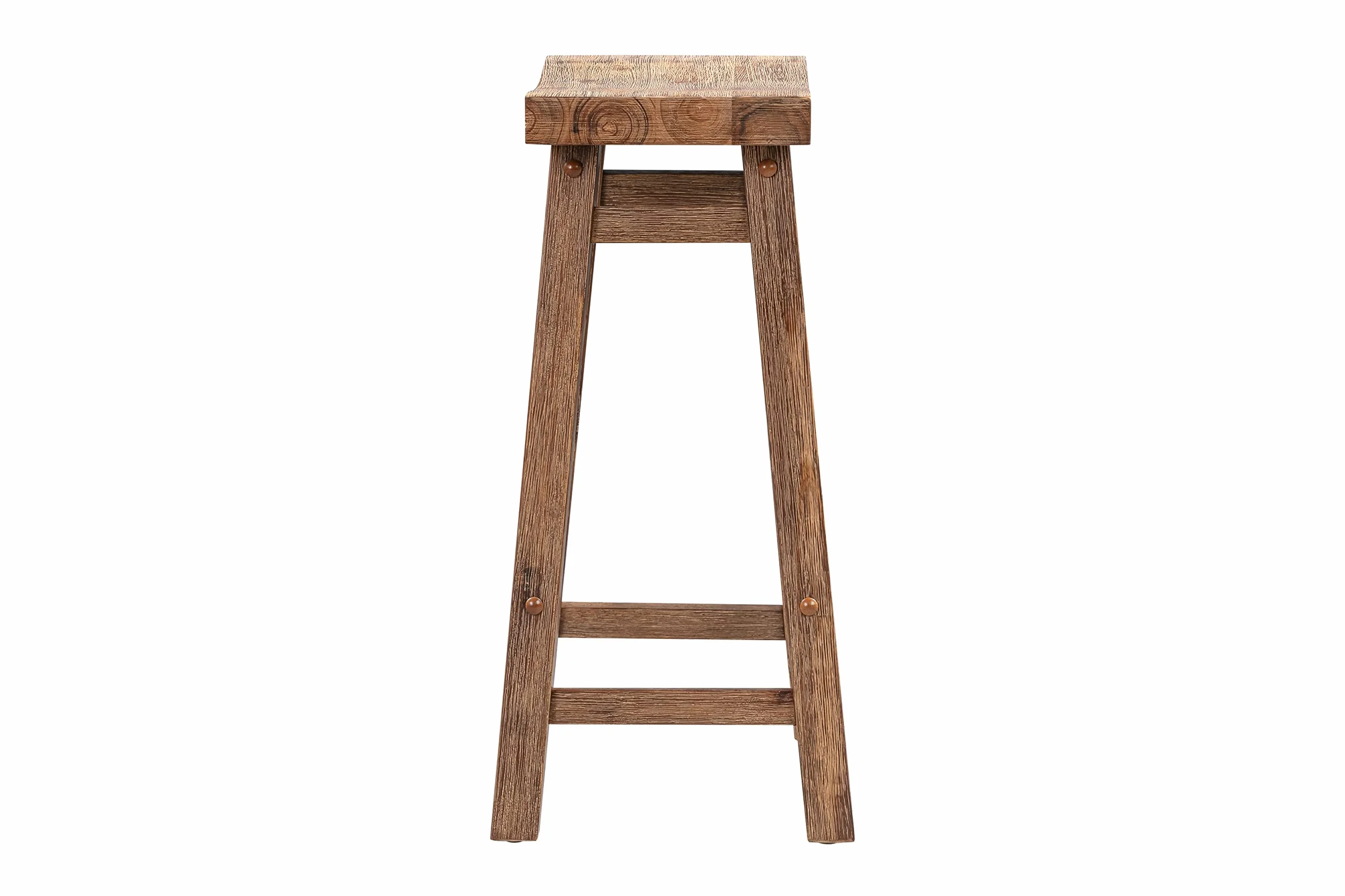 Sonoma Backless Saddle Counter Stools - Barnwood Wire-Brush - Set of 2