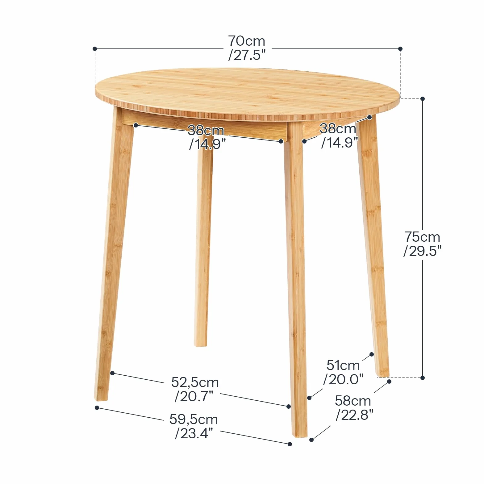 HOOBRO Bamboo Dining Table, Round Dining Table for 2, 27.5" Kitchen Table for Small Space, Writing Table, Easy to Assemble, for Dining Room, Living Room, Office, Kitchen, Apartment, Natural YL71CZ01G1