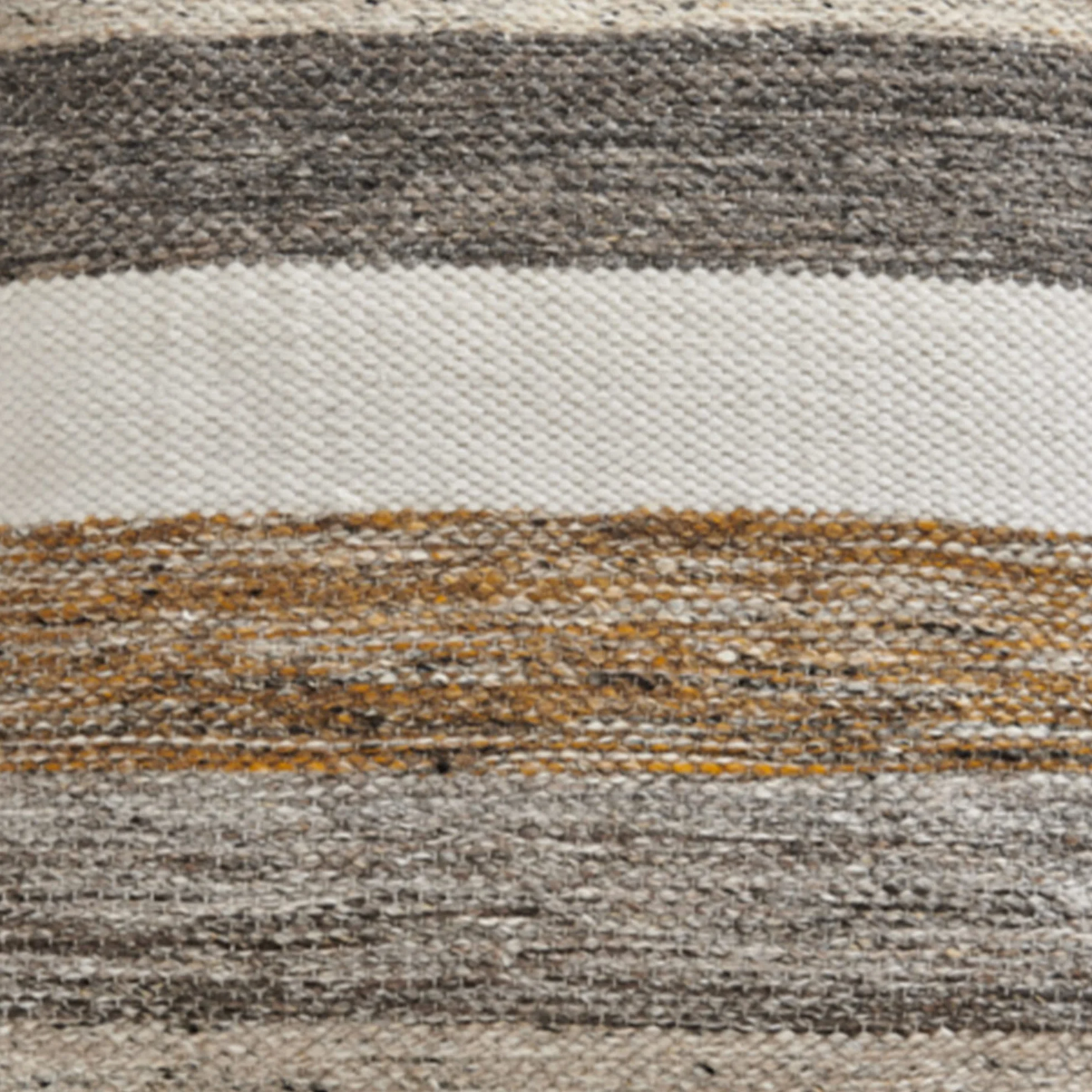 Signature Design by Ashley Striped 16x16 Square Pouf Ottoman, Gray/Brown | Handwoven polyester/wool cover, Supportive polystyrene bead filling, Ideal for casual seating or footrests, Josalind Series