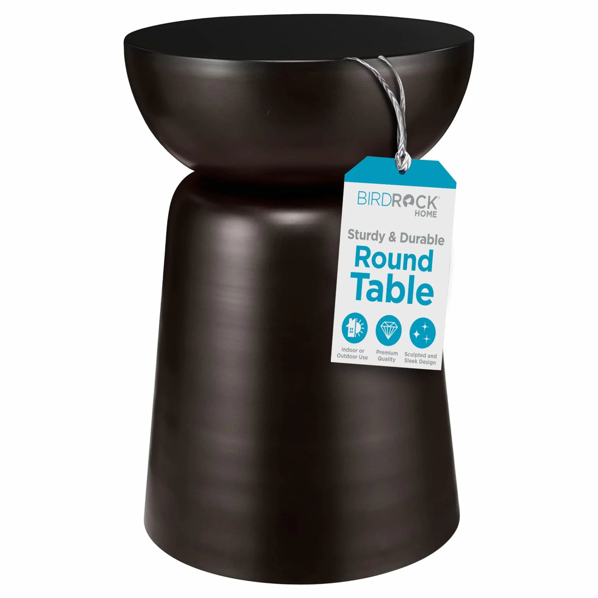BIRDROCK HOME Metal Decorative Garden Stool and Outdoor Accent Side Table - Modern Industrial Round End Table for Home Furniture, Porch, Patio Decor, Garden, Deck - Dark Antique Bronze, 14" H x 14" D | Decorative Garden Stool, Modern Industrial Round End