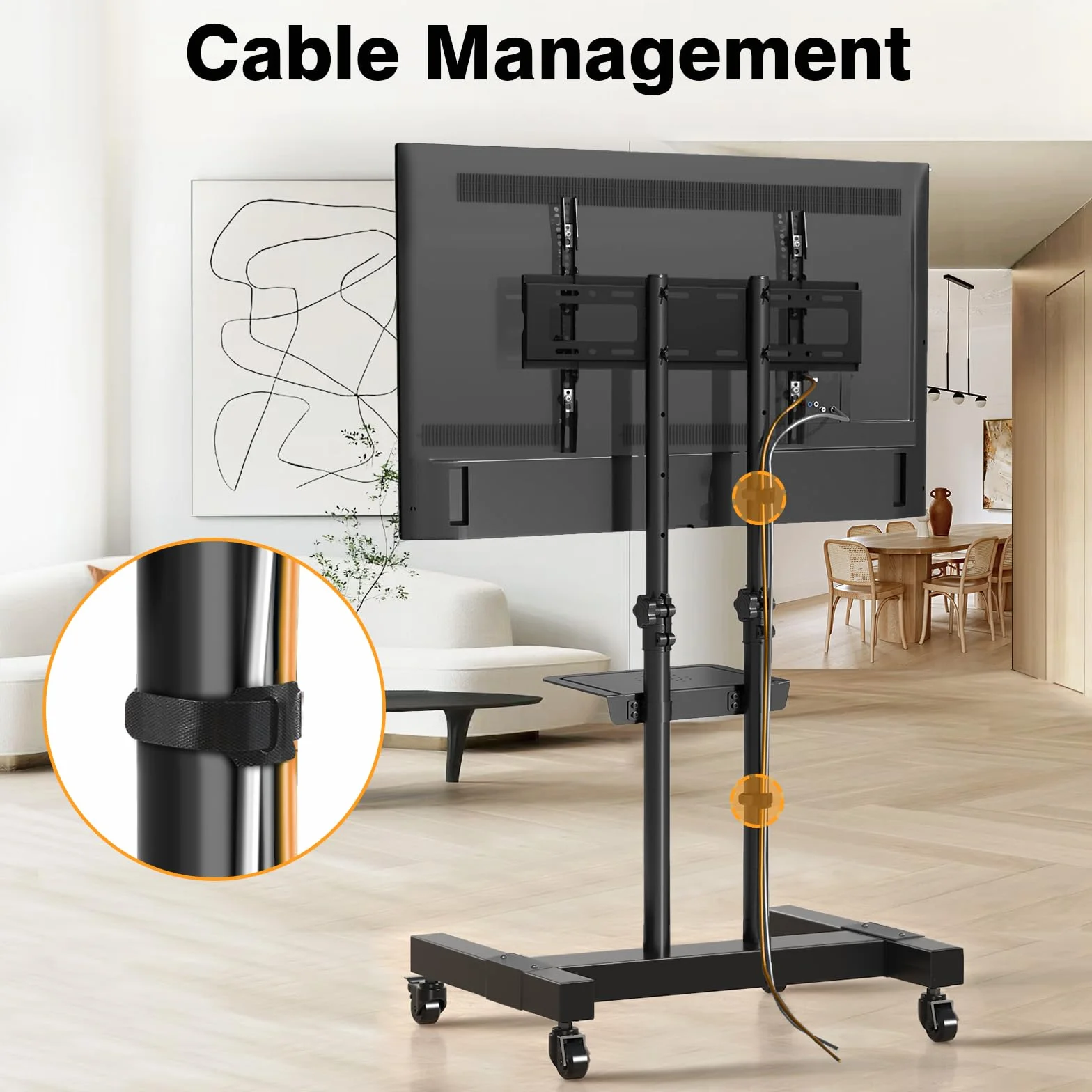 TAVR Mobile TV Stand Rolling TV Cart Floor Stand with Mount for 32-83 Inch | Height Adjustable TV Stand on Lockable Wheels Loading 110 lbs