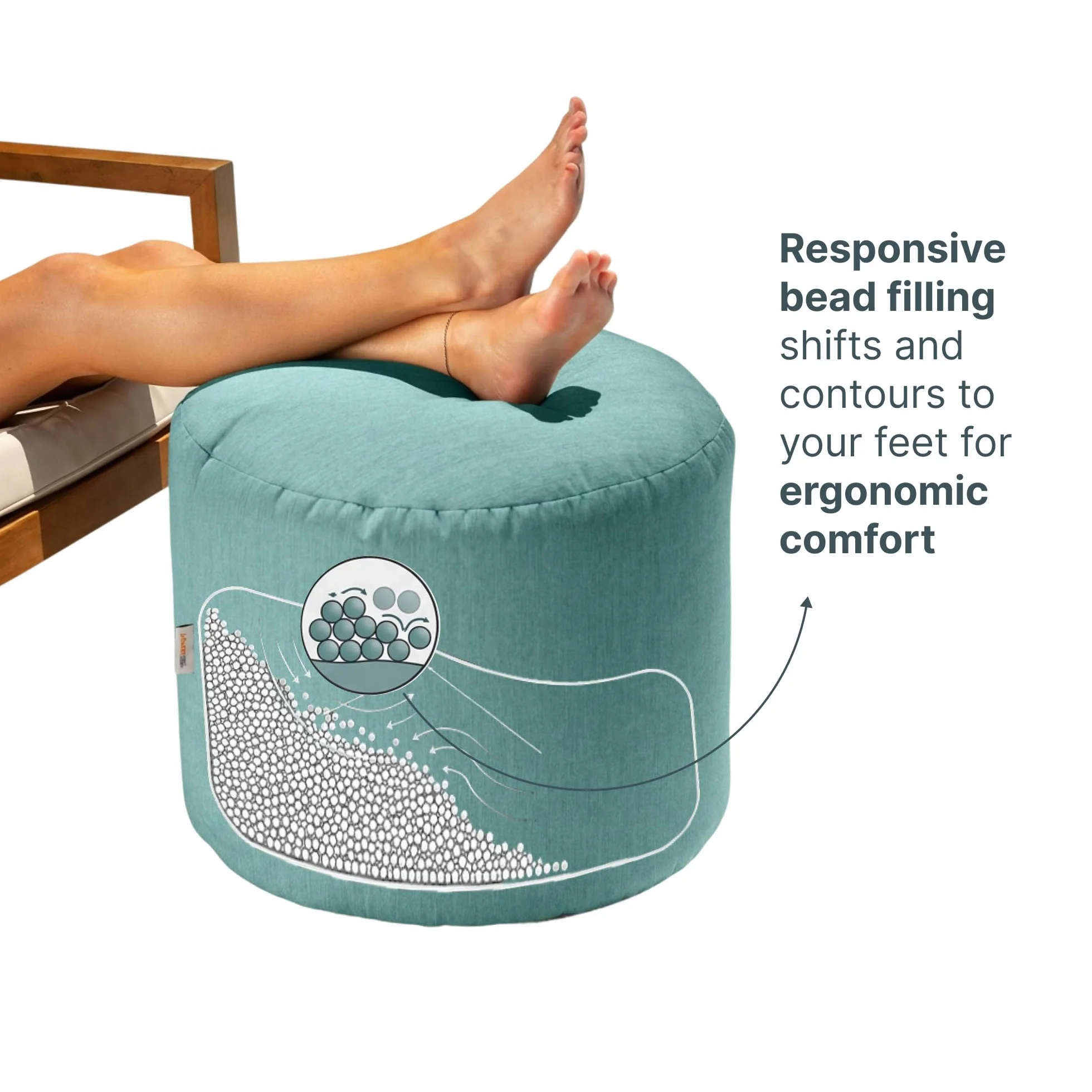 Jaxx Spring Indoor/Outdoor Bean Bag Pouf Ottoman, Light Blue