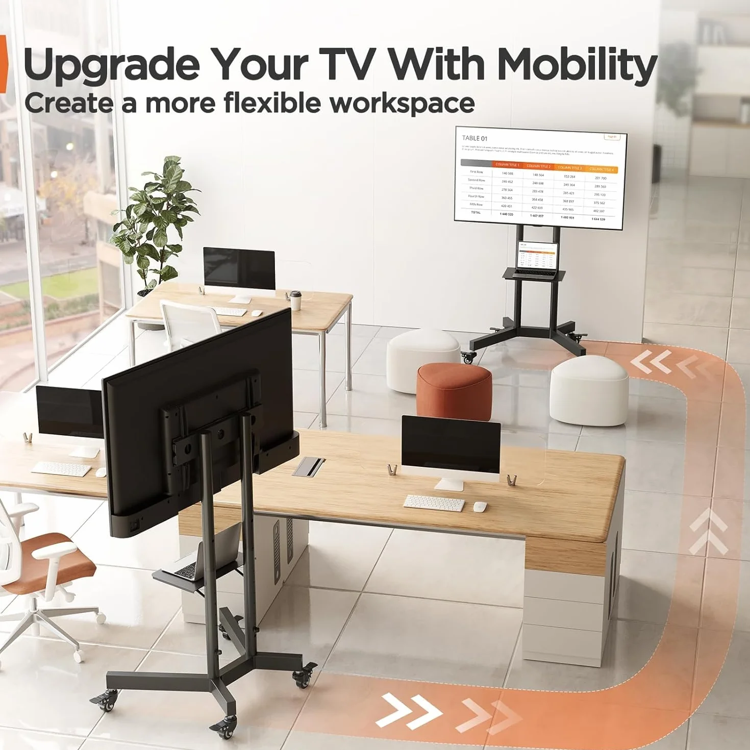 Perlegear Rolling TV Stand, Mobile TV Stand on Wheels for 32-85 Inch Screens up to 132 lbs, Height Adjustable Mobile TV Cart with Metal Shelf, Rolling TV Cart with Lockable Wheels Max VESA 600x400mm
