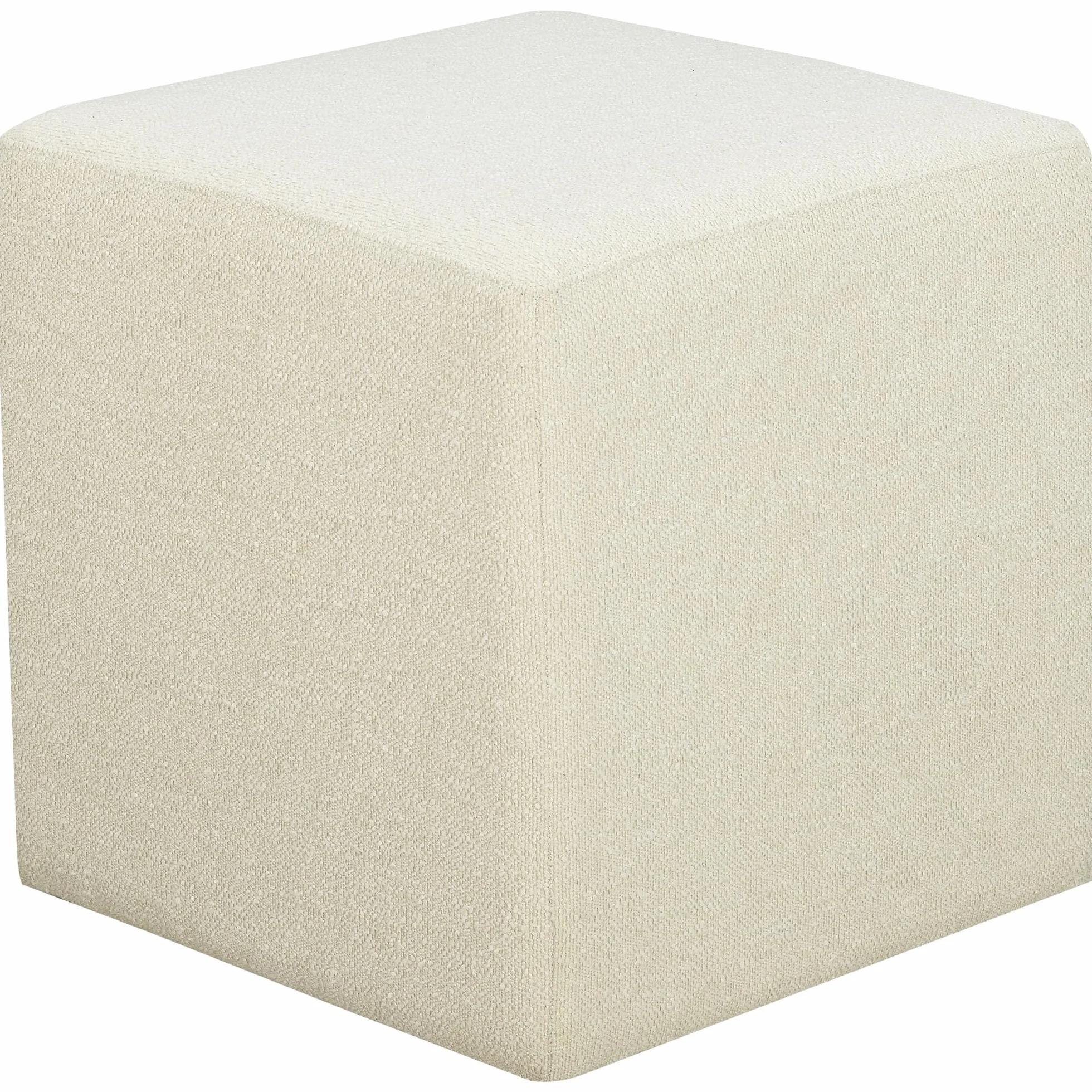 Studio Living Warren 18" Cube Ottoman, Urban Transitional, Fully Assembled, Soft Boucle Fabric, Snow