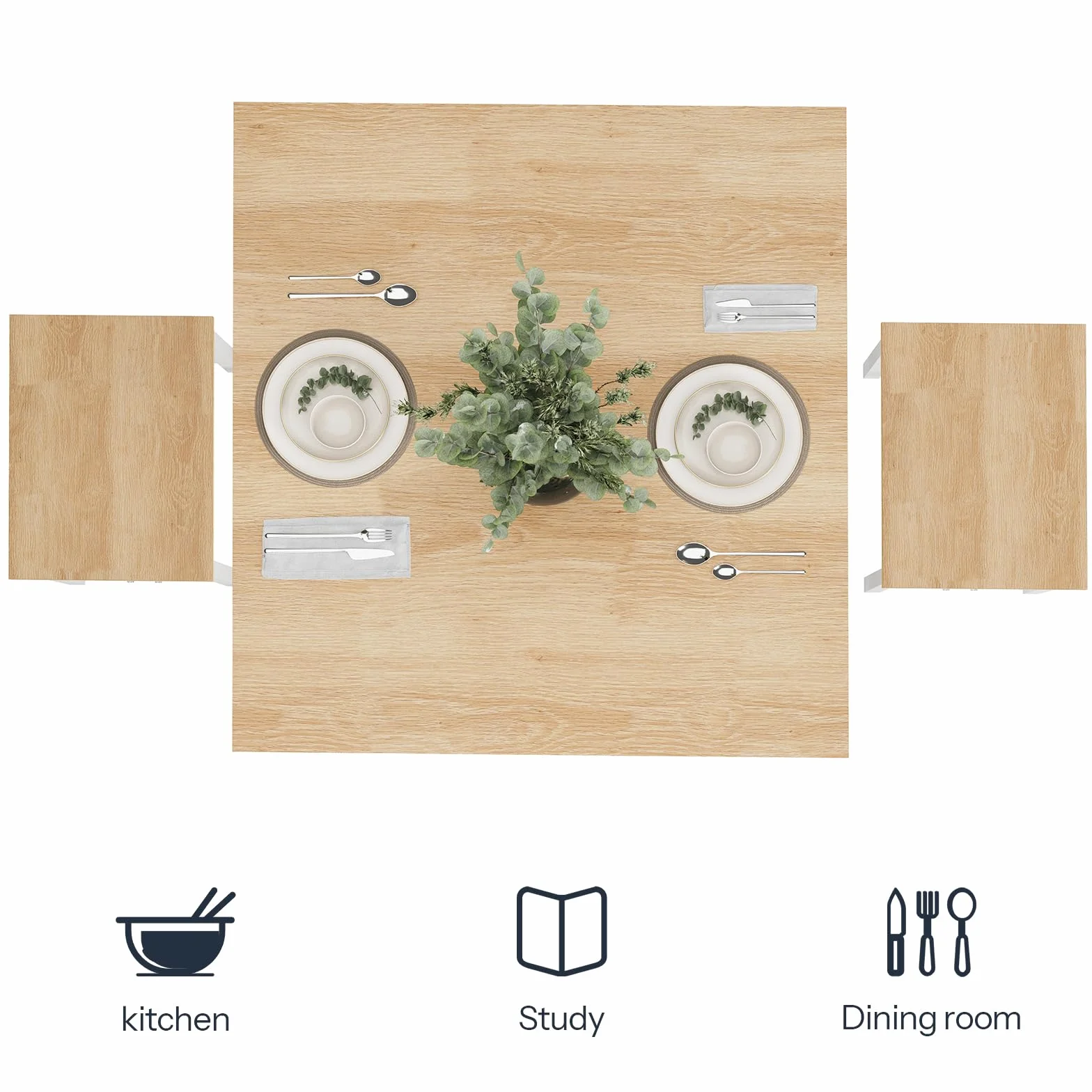 HOOBRO 3-Piece Industrial Dining Table Set, Kitchen Table, Space Saving Dinette for Kitchen, Dining Room, Small Space, Breakfast Nook, Living Room, Party, Natural and White WN75CZ01G1