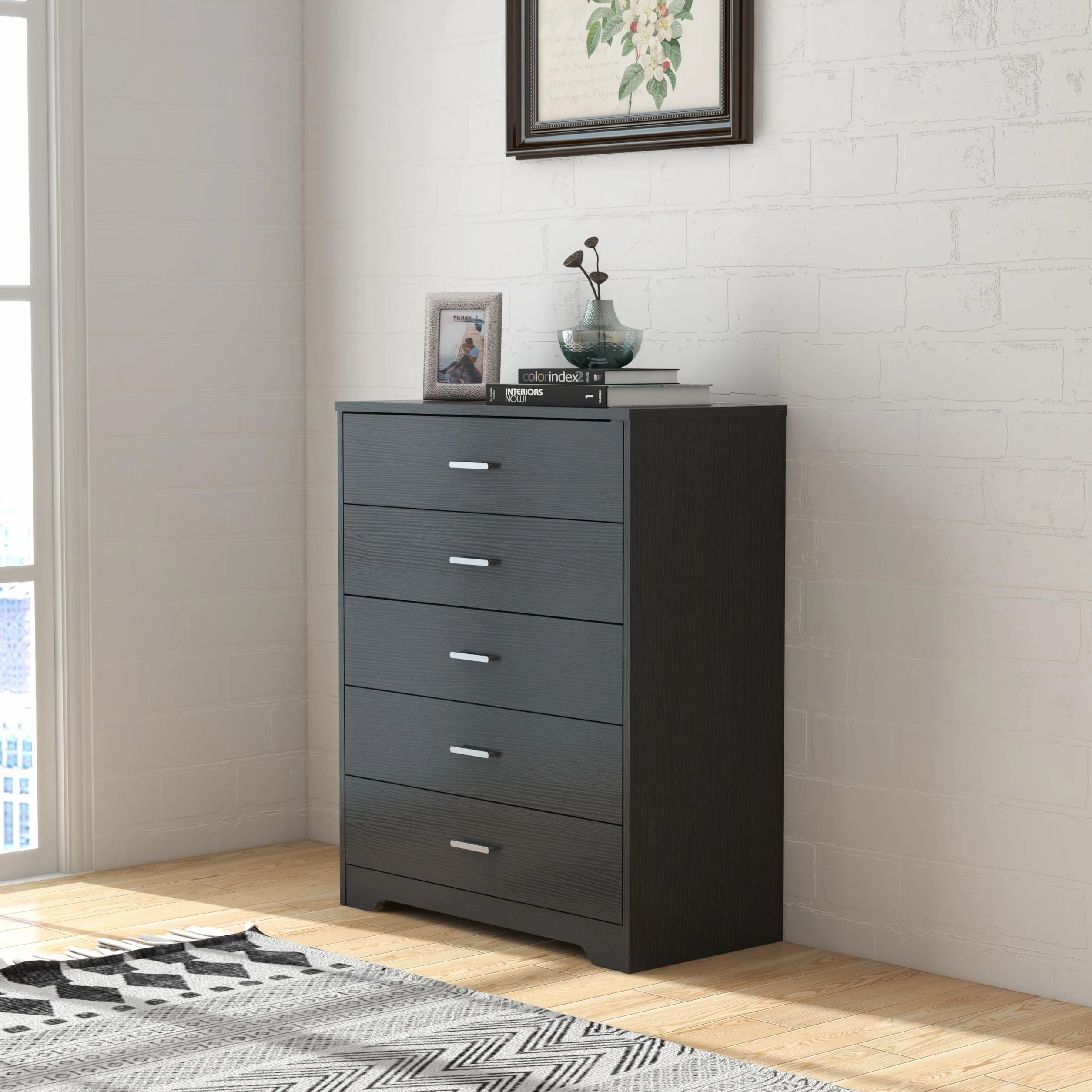 Panana 5/6 Drawer Dresser, Wooden Chest of Drawers, Storage Organizer Unit for Living Room, Home, Office