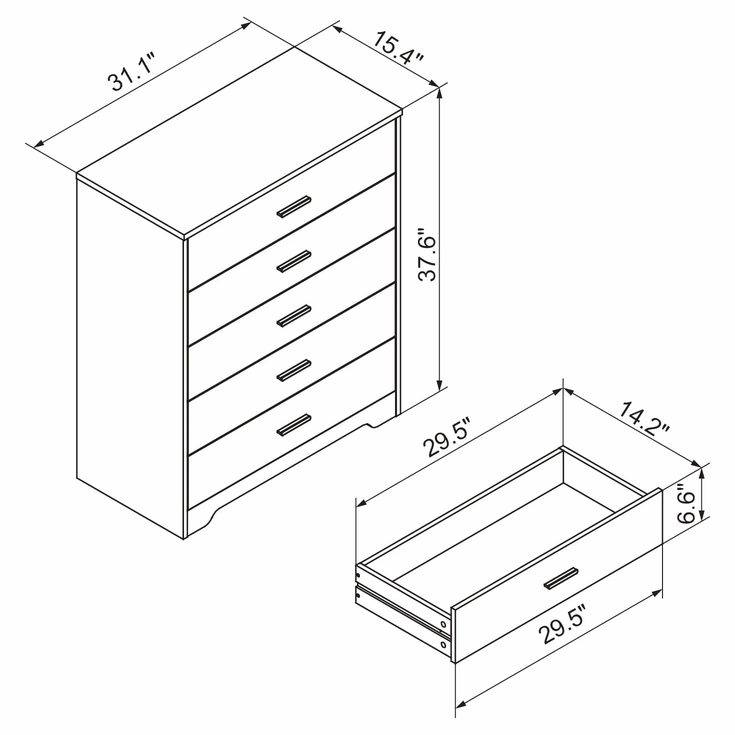 Panana Dresser for Bedroom with 4/5 Drawers, Wooden Chest of Drawers, Storage Organizer Unit Dressers for Bedroom, Living Room, Hallway, Nursery (Black, 5 Drawer)