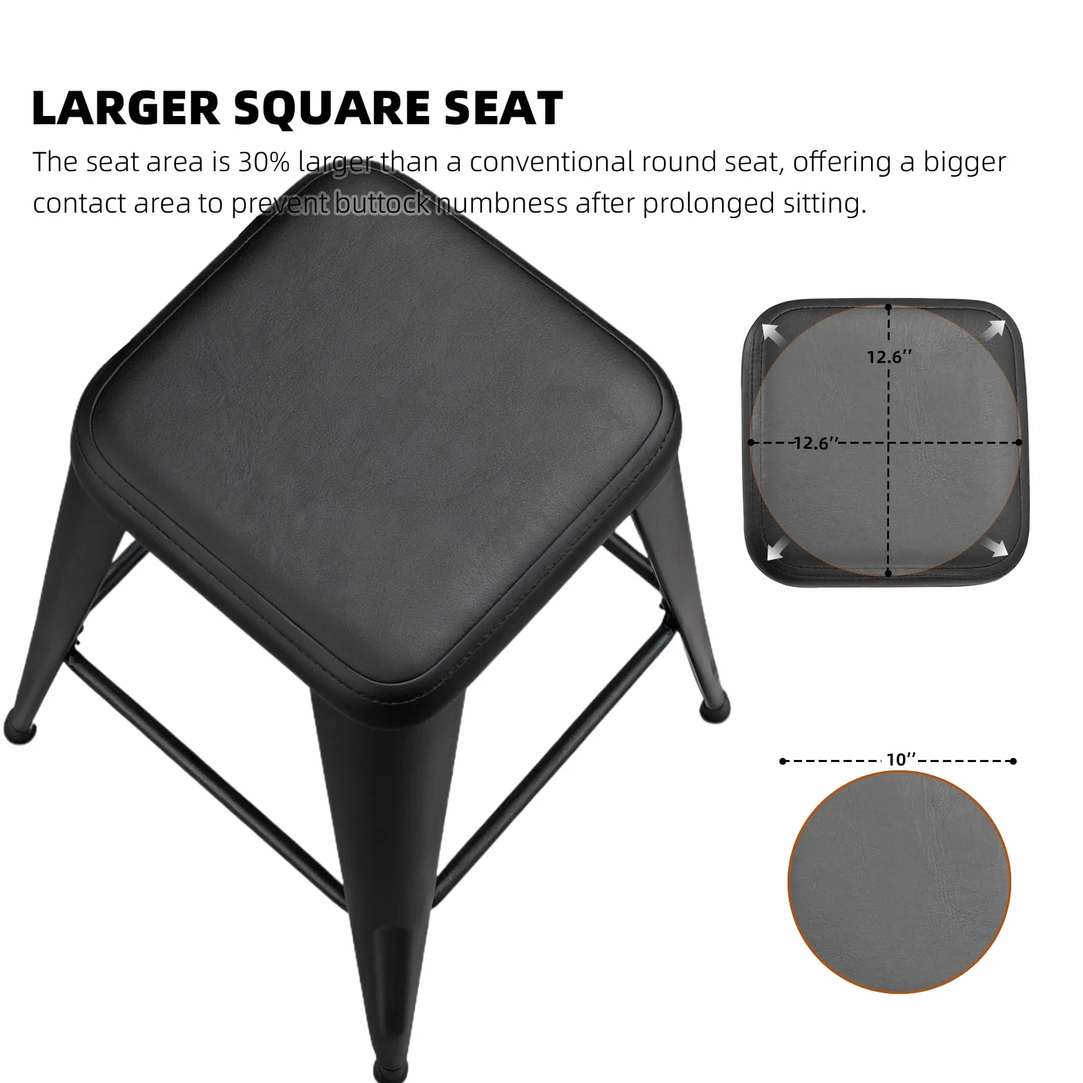Bar Stools Set of 4, 24" Counter Height Bar Stools Backless, Upholstered Bar Stools with Metal Legs for Kitchen Island, Study Room, Cafe, Black