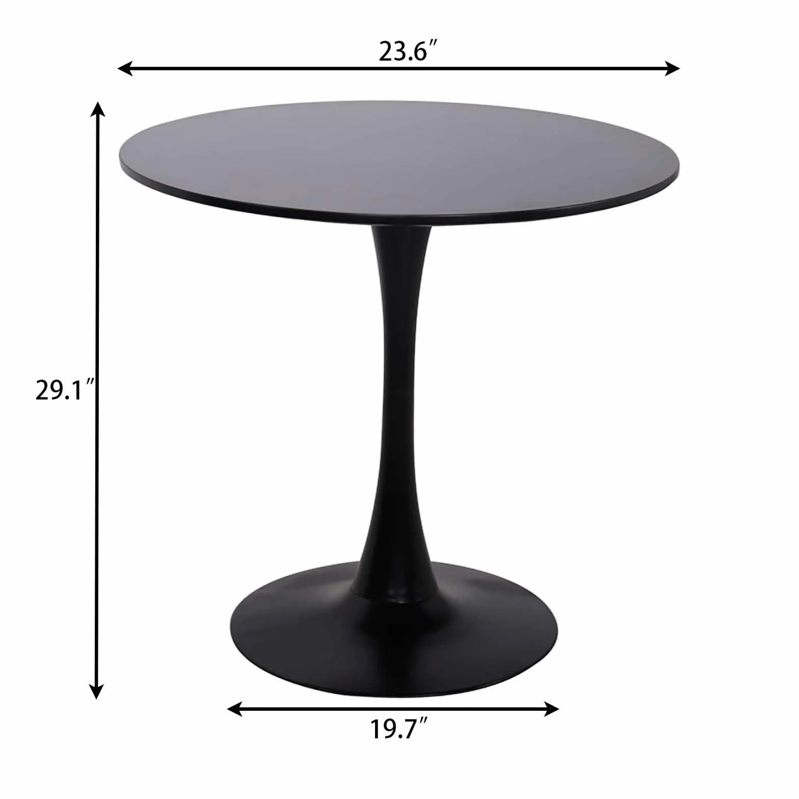 24 inch Small Round Dining Table for 2-4 People, Mid Century Modern Wood Tulip Table for Kitchen, Living Room, Restaurant, Office, Cafe, Black