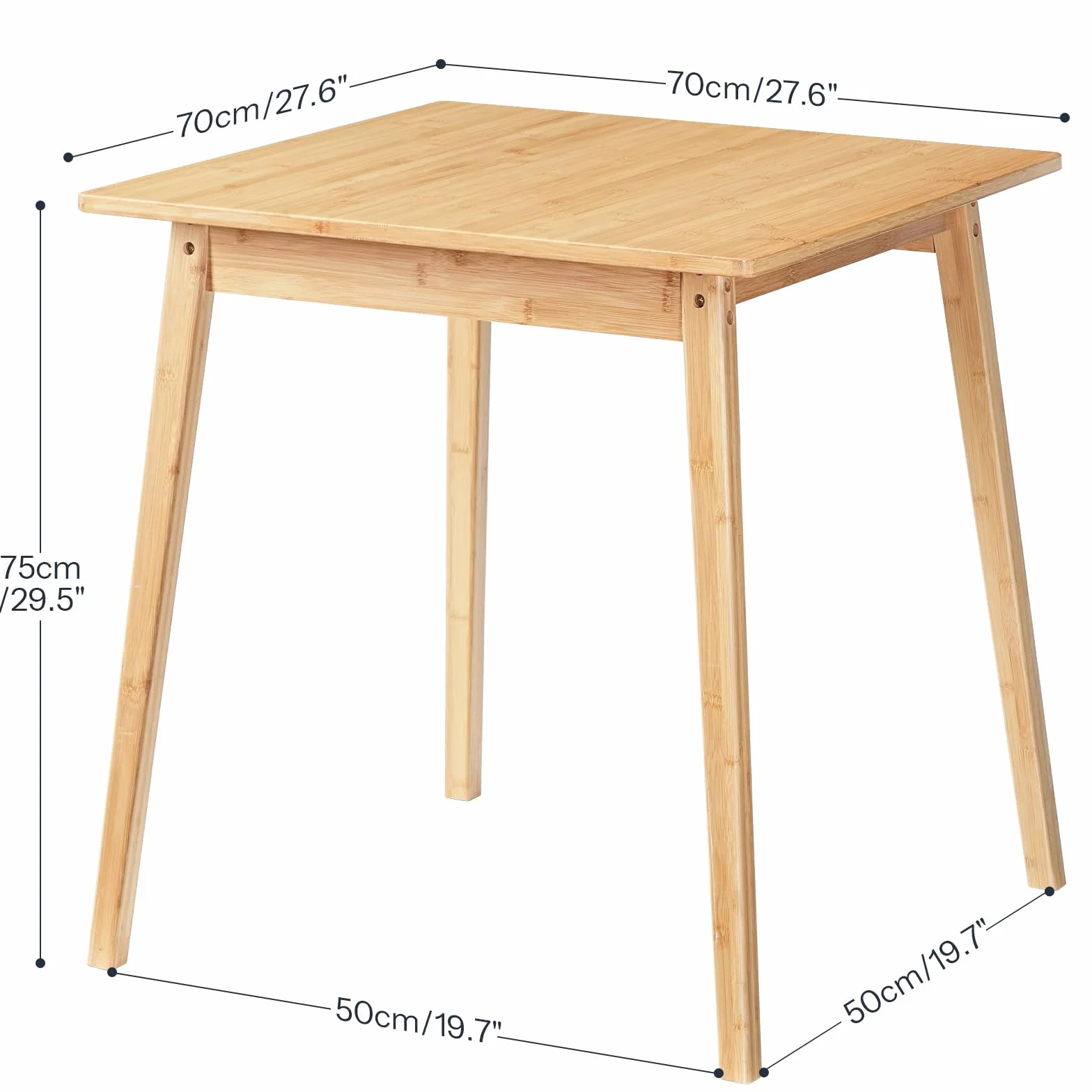 HOOBRO Bamboo Dining Table, Square Dining Table for 2, 27.6" Kitchen Table for Small Space, Writing Table, Easy to Assemble, for Dining Room, Living Room, Office, Kitchen, Natural YL70CZ01G1