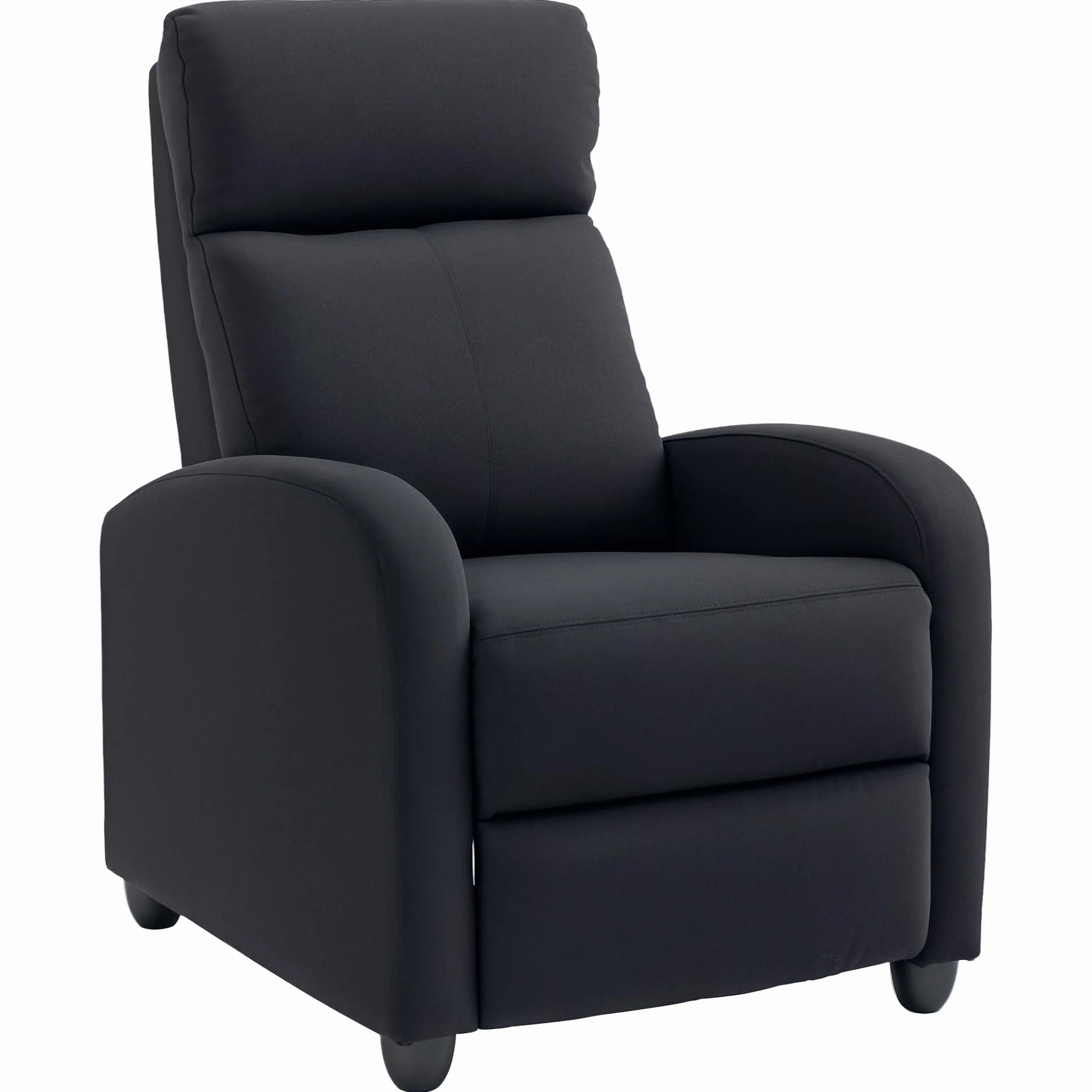 HOMCOM Manual Reclining Relax Armchair with Footrest, Reclining Armchair Upholstered in Linen and Steel Effect Fabric for Bedroom, Living Room and Living Room, Black