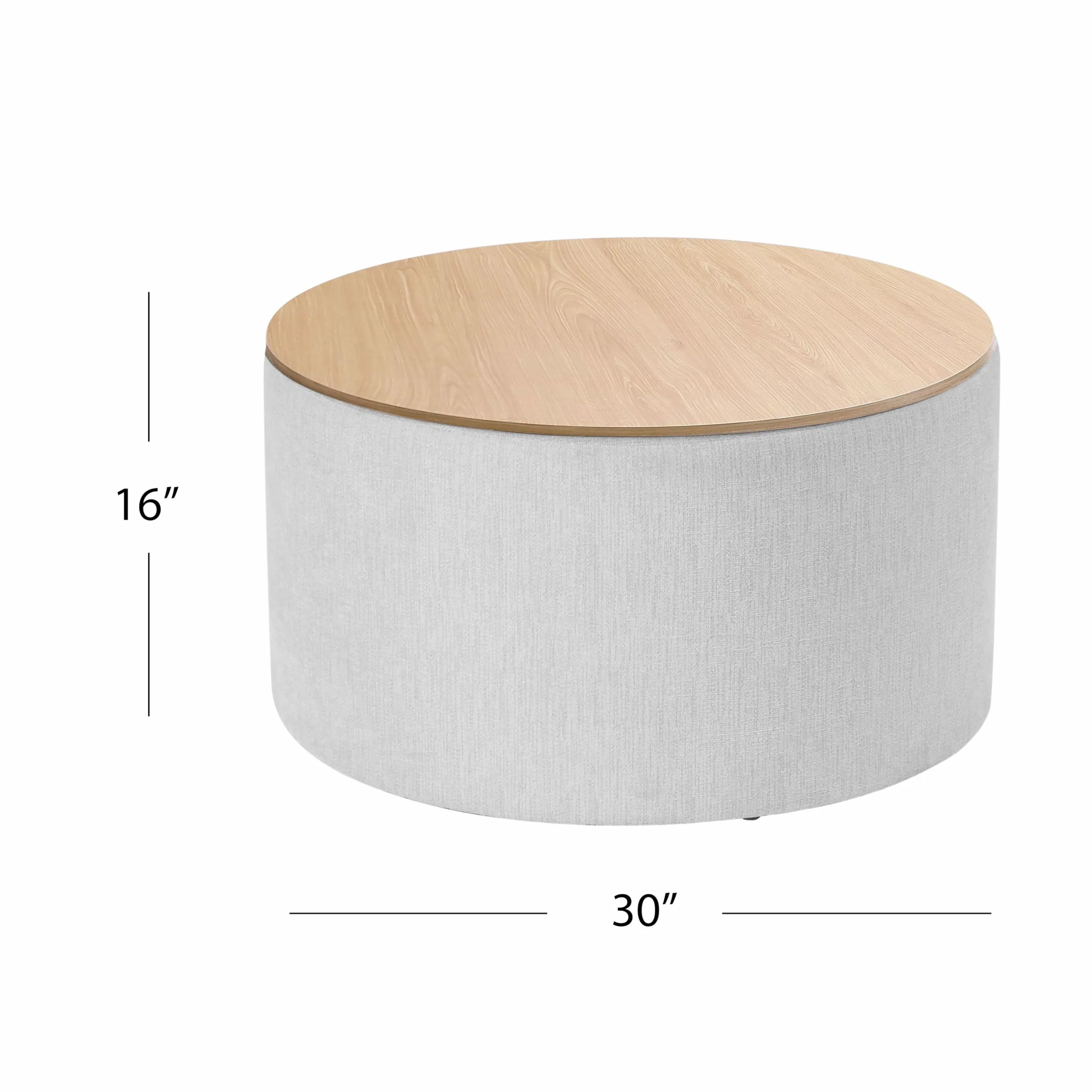 HomePop Storage Ottoman with Wood Grain Top - Light Gray Textured Woven
