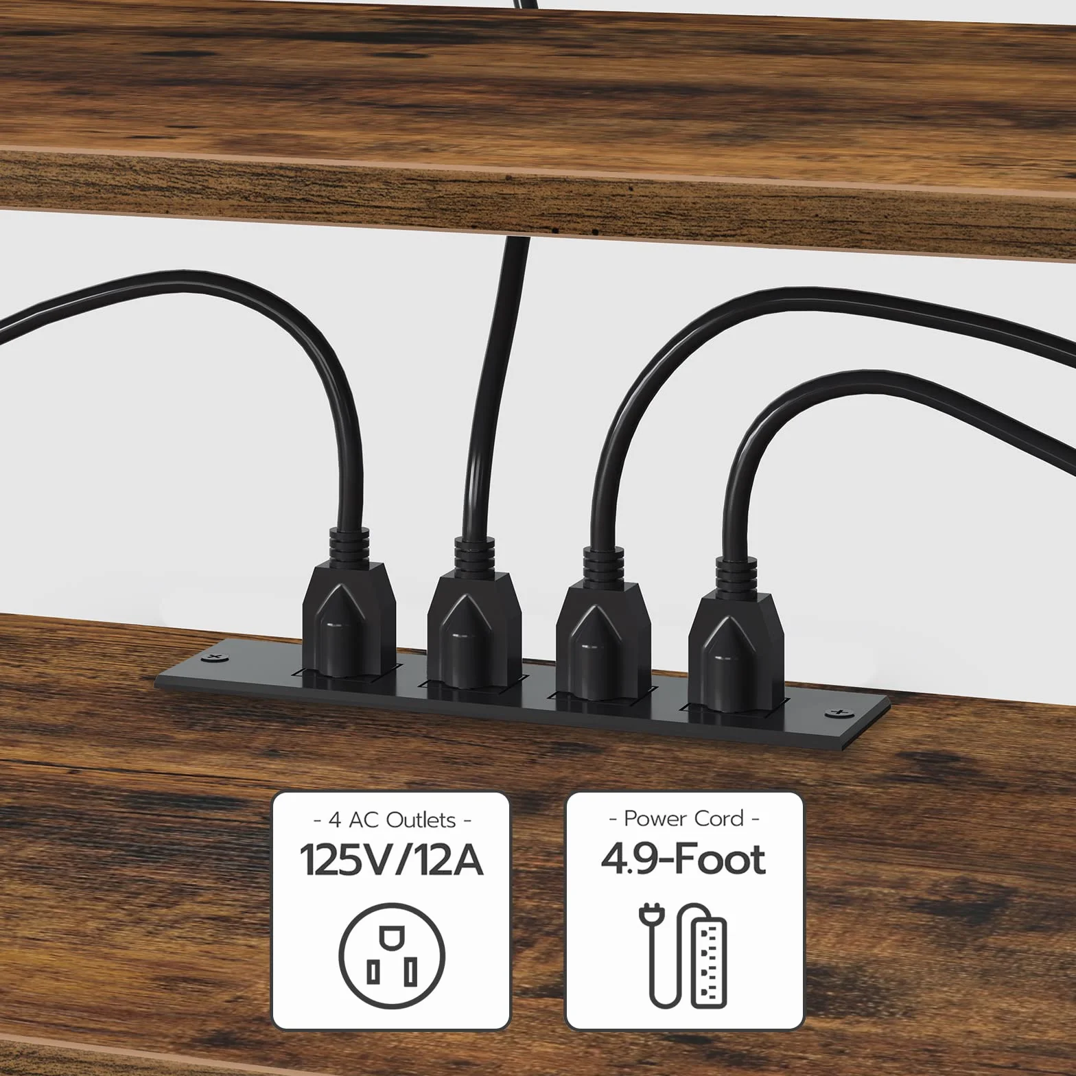 HOOBRO TV Stand with Power Outlets to 75 Inches, TV Console Table with Open Storage Shelves Cabinet, Industrial Media Entertainment Center for Living Room Bedroom, Rustic Brown and Black BF80DS01