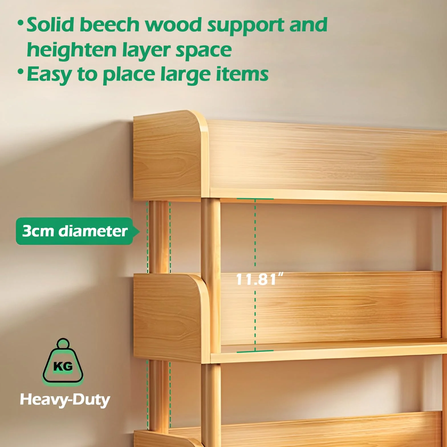 3-Tier Wooden Open Bookcase, Oak | Modern Display Bookshelf with Top Edge, Solid Wood Frame, Home and Office Storage