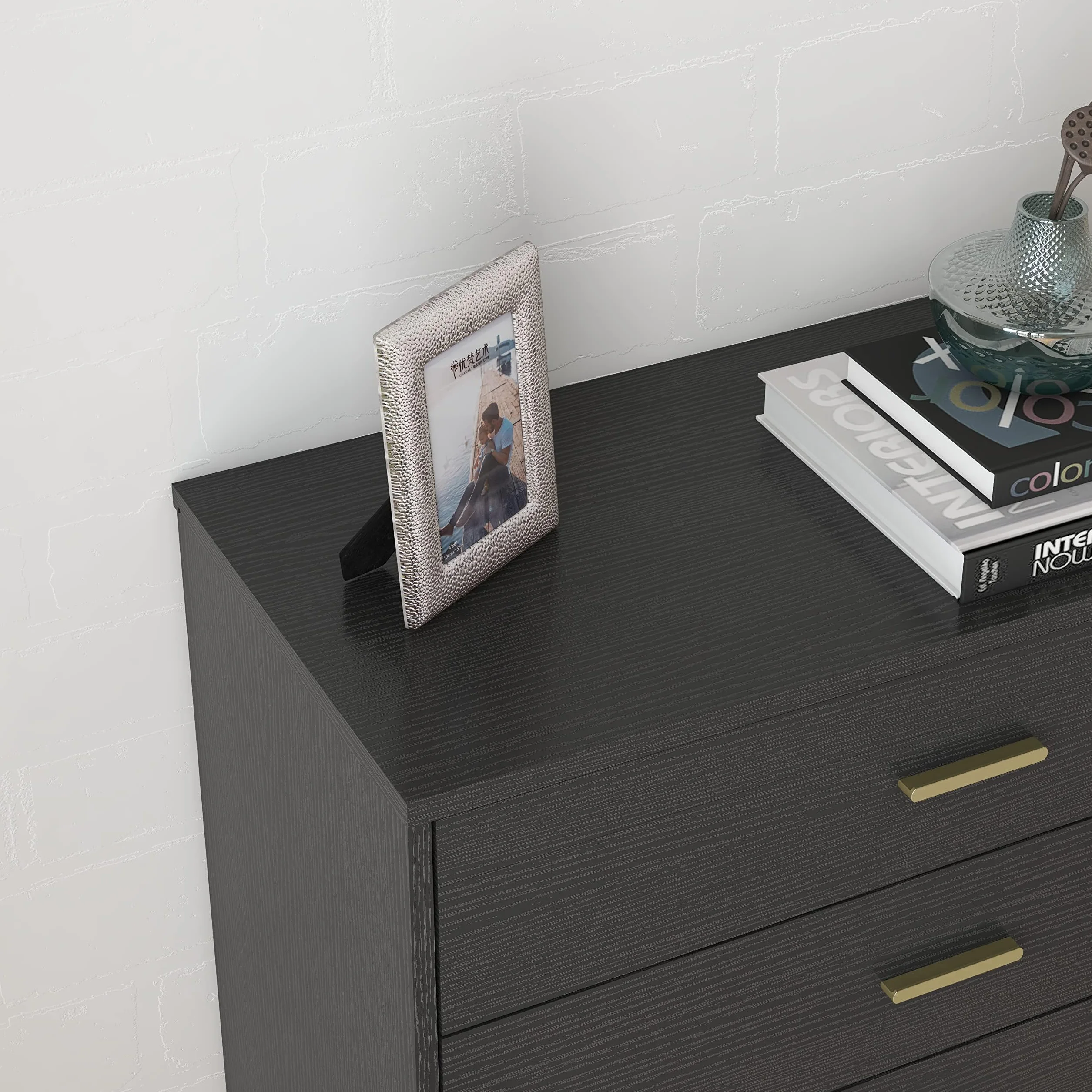 Panana Dresser for Bedroom with 4/5 Drawers, Wooden Chest of Drawers, Storage Organizer Unit Dressers for Bedroom, Living Room, Hallway, Nursery (Black, 5 Drawer)