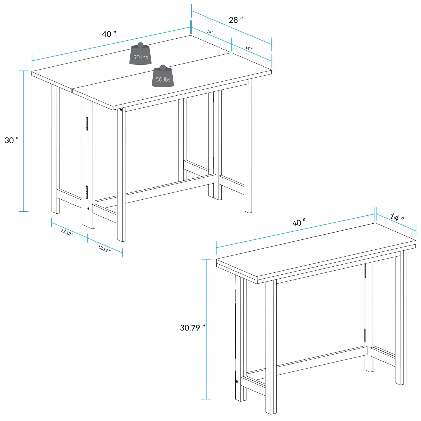 Solid Wood Flip-Top Folding Console to Dining Convertible Table
