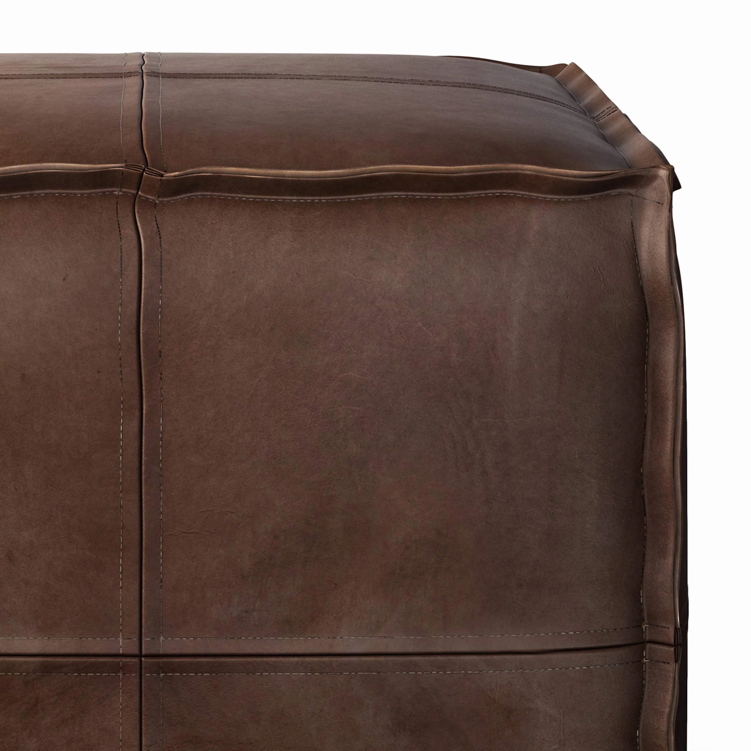 SIMPLIHOME Brody 24" Wide Pouf in Distressed Camel Brown Faux Leather