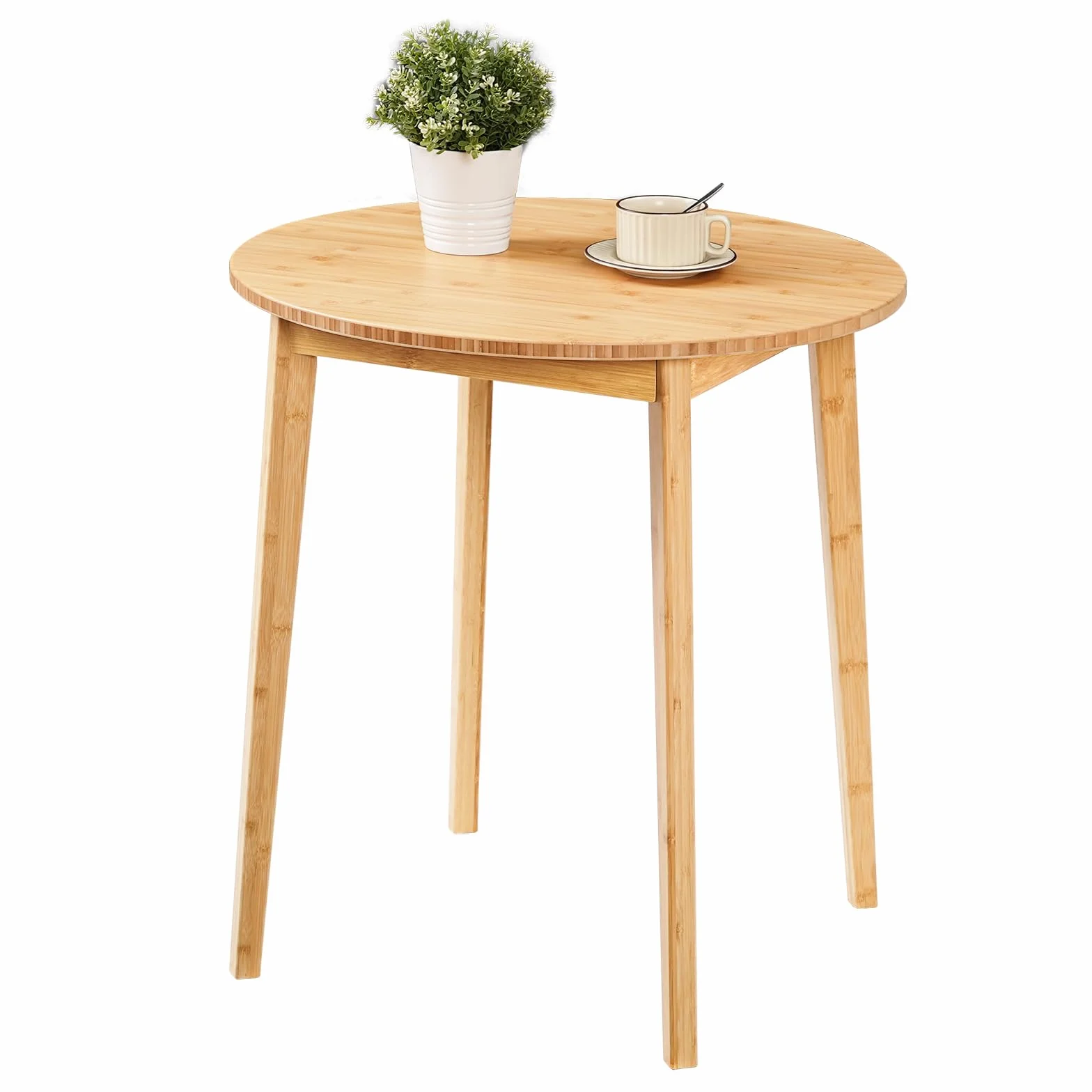 HOOBRO Bamboo Dining Table, Round Dining Table for 2, 27.5" Kitchen Table for Small Space, Writing Table, Easy to Assemble, for Dining Room, Living Room, Office, Kitchen, Apartment, Natural YL71CZ01G1