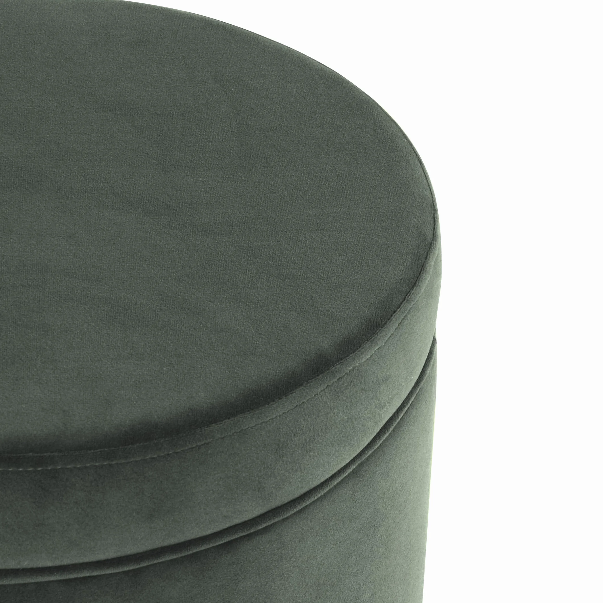 HomePop 19" Round Storage Ottoman - Loden Green Velvet