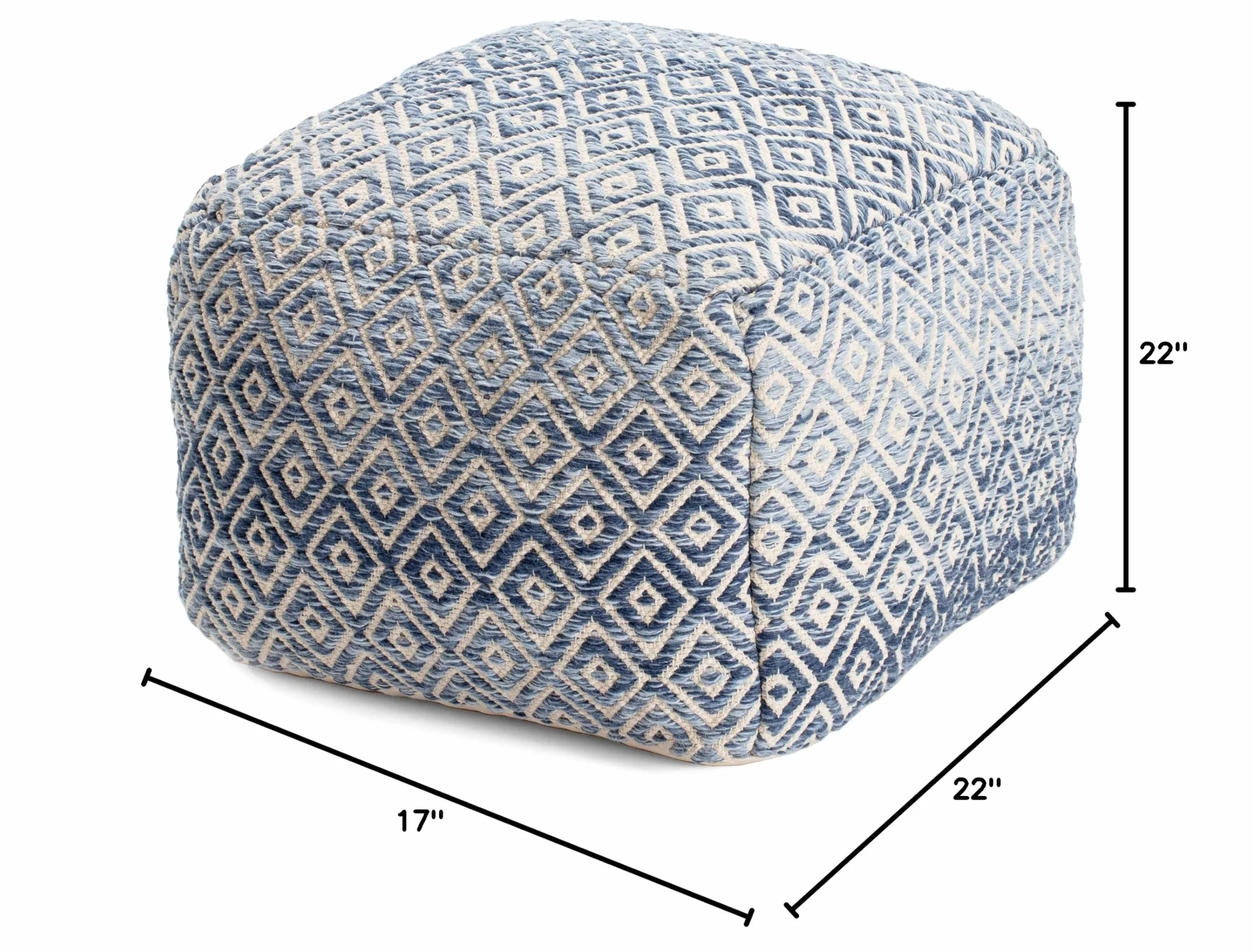 Anji Mountain Pouf Ottoman Foot Rest, Handmade Ottoman Pouf, Comfortable Foot Stool, Decorative Floor Seating for Living Room Decor, Bedroom & Home Décor Accent - Marine
