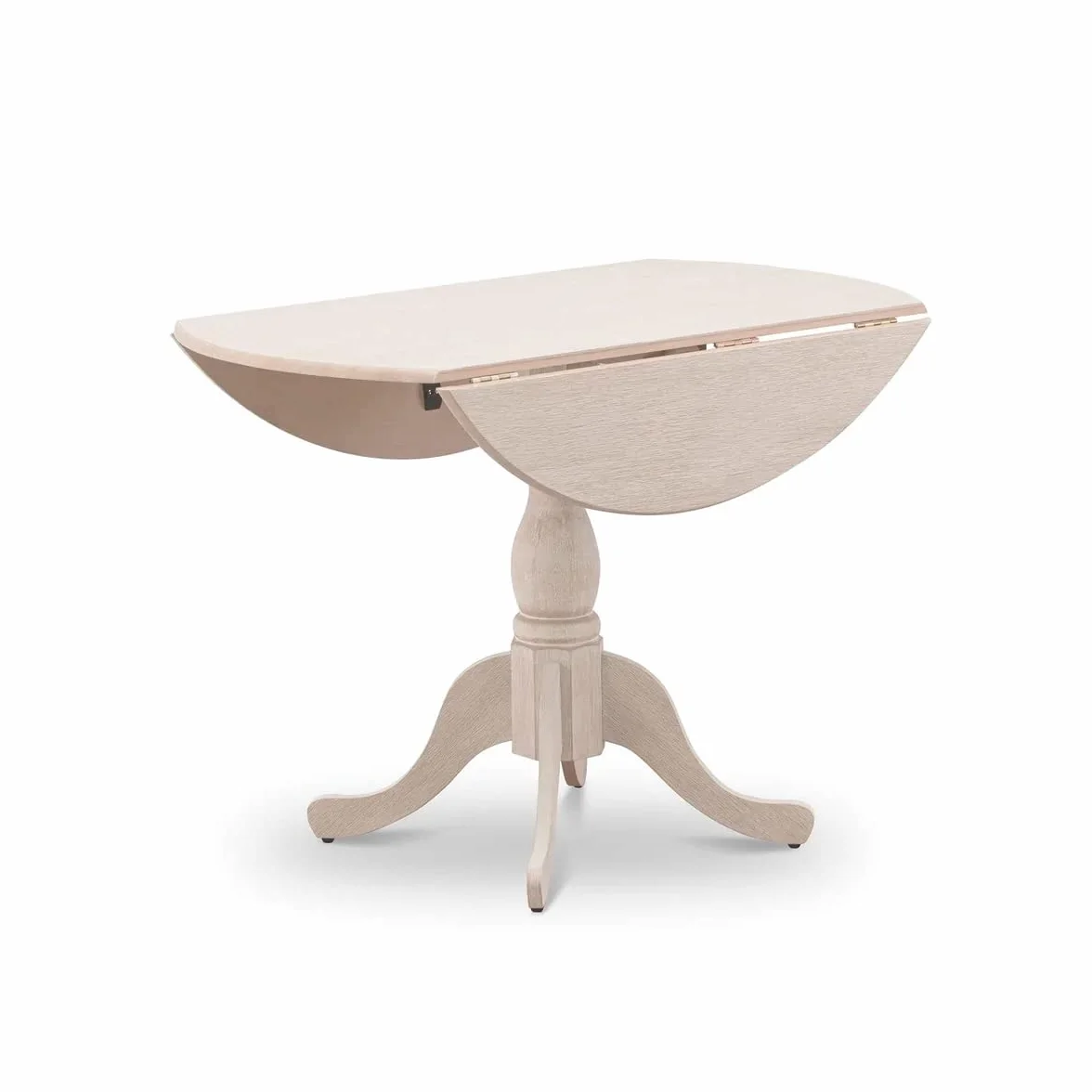 East West Furniture DMT-ABC-TP Dublin Kitchen Dining Table - a Round Wooden Table Top with Dropleaf & Pedestal Base, 42x42 Inch, Wirebrushed Buttercream | Kitchen