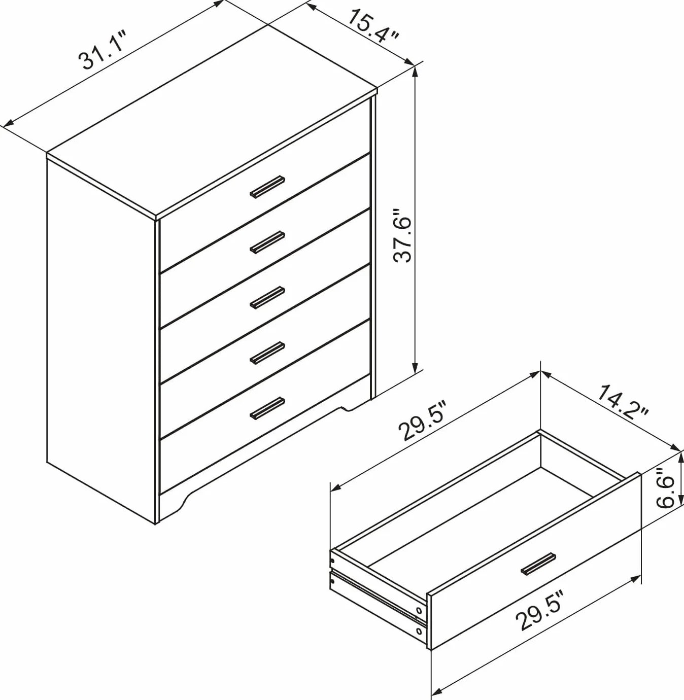 Panana 5/6 Drawer Dresser, Wooden Chest of Drawers, Storage Organizer Unit for Living Room, Home, Office