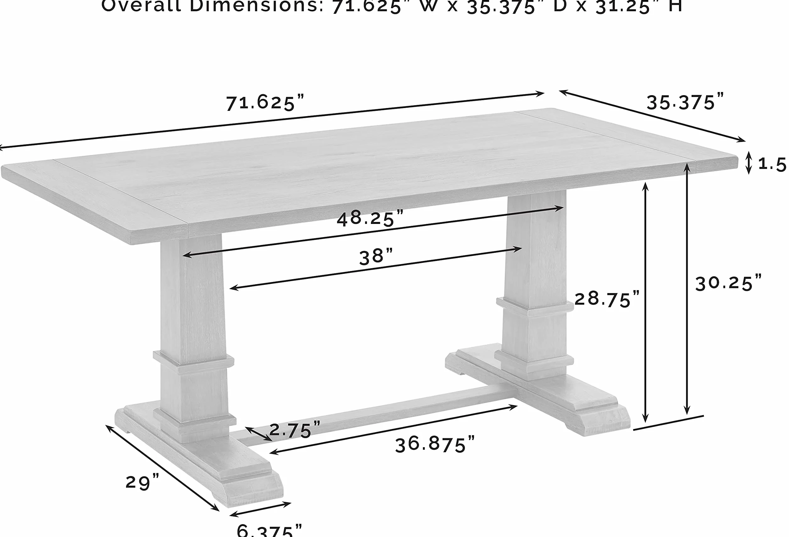 Crosley Furniture Joanna Modern Farmhouse Wood Dining Table, Rustic Brown