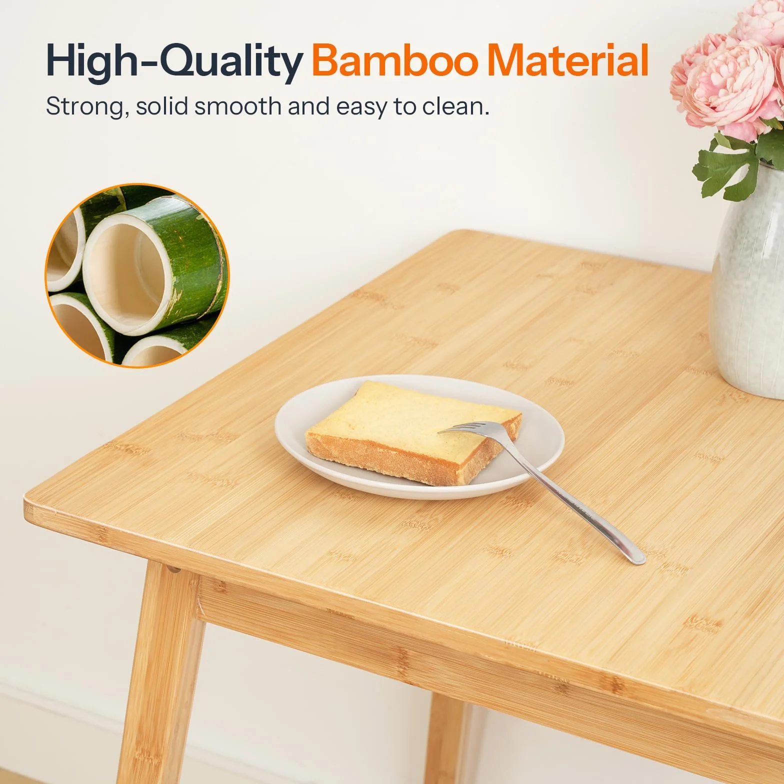 HOOBRO Bamboo Dining Table, Square Dining Table for 2, 27.6" Kitchen Table for Small Space, Writing Table, Easy to Assemble, for Dining Room, Living Room, Office, Kitchen, Natural YL70CZ01G1