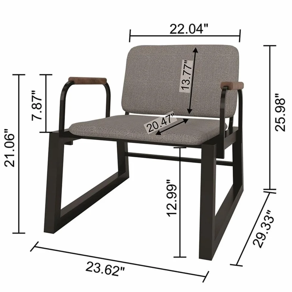 Manhattan Comfort Whythe PU Leather Low Accent Chair 1.0 with Solid Wood Arm Design, Black