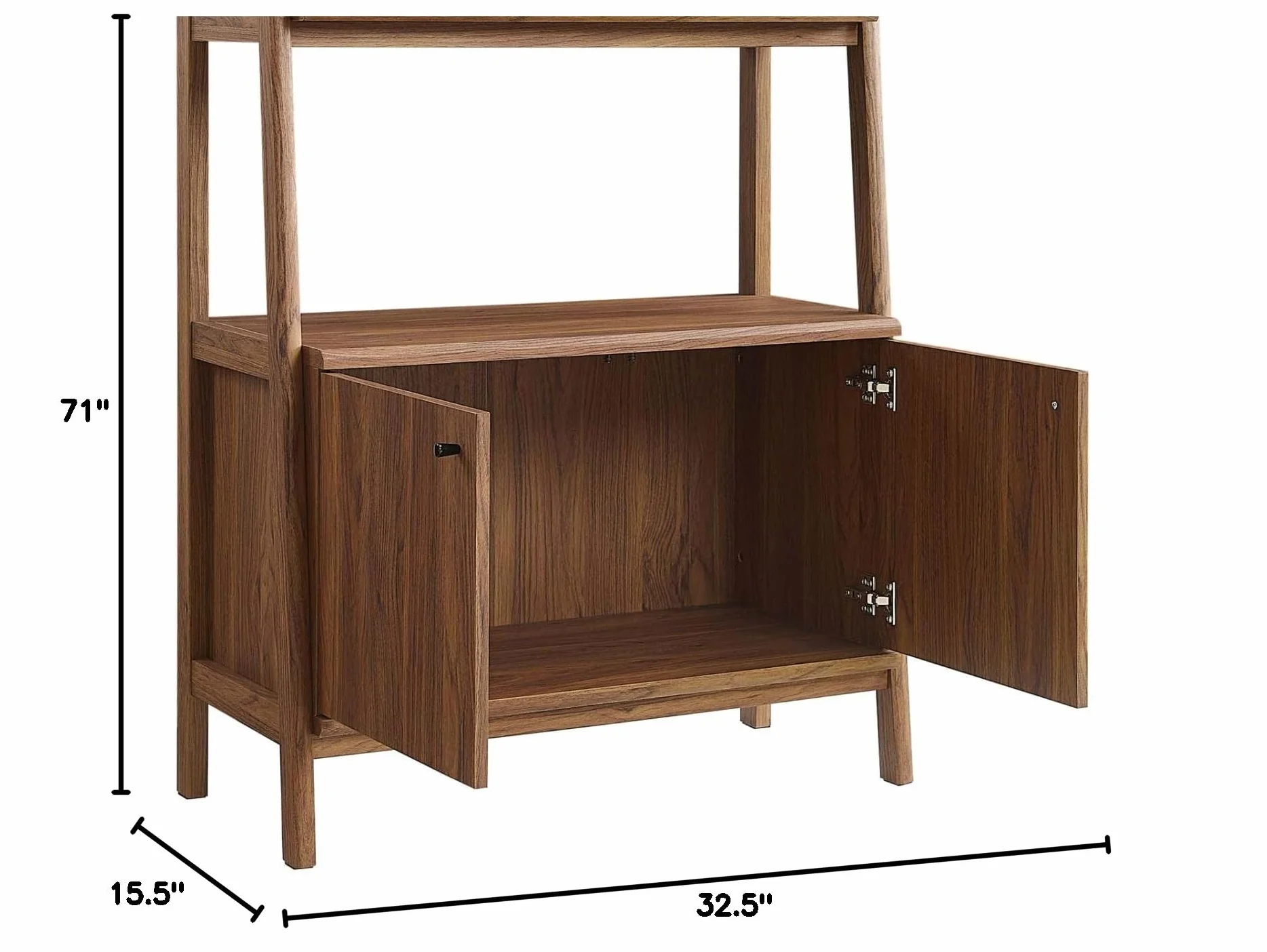 Modway 33" Bookshelf Display Case in Walnut