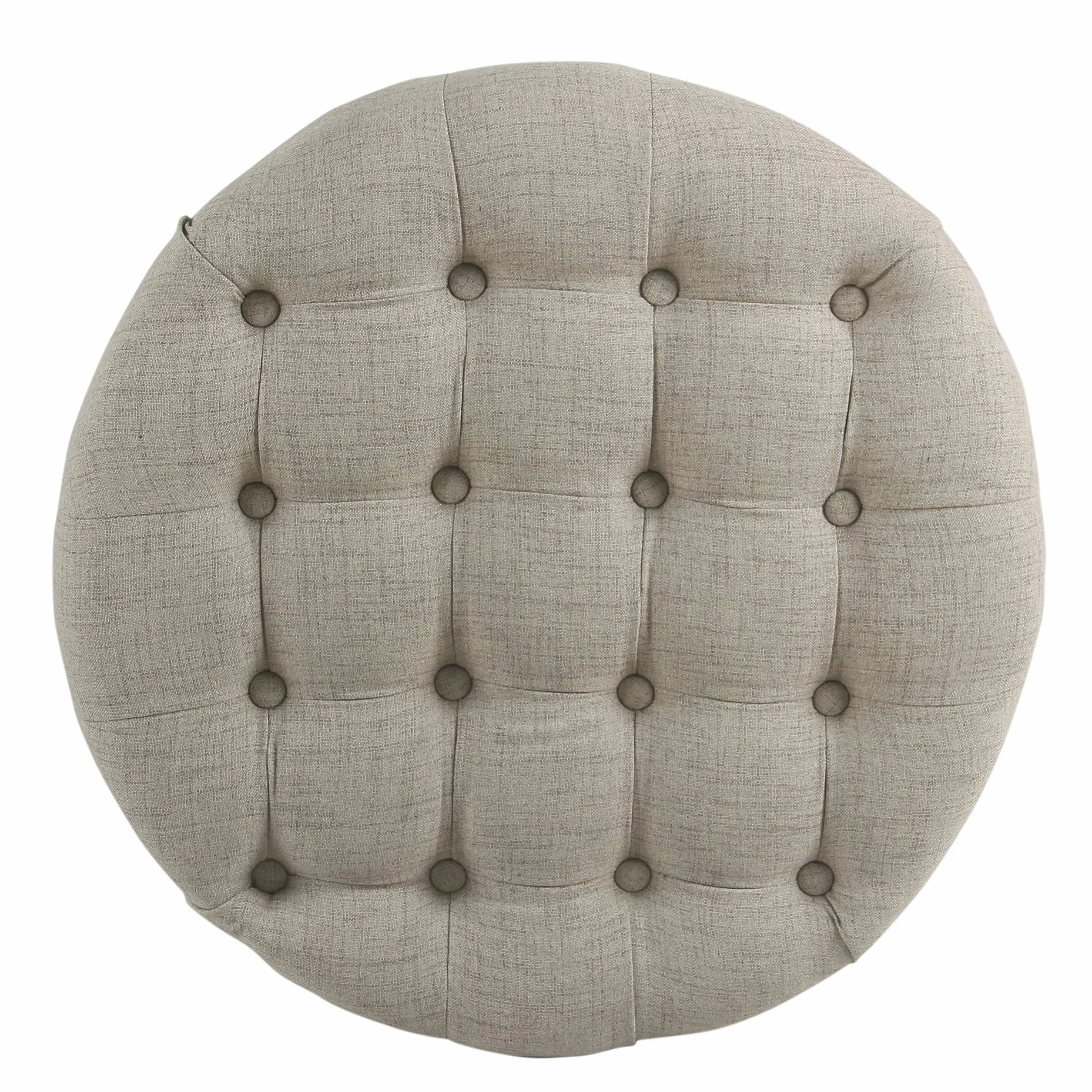 Homepop Home Decor Button Tufted Woven Round Storage Ottoman Large