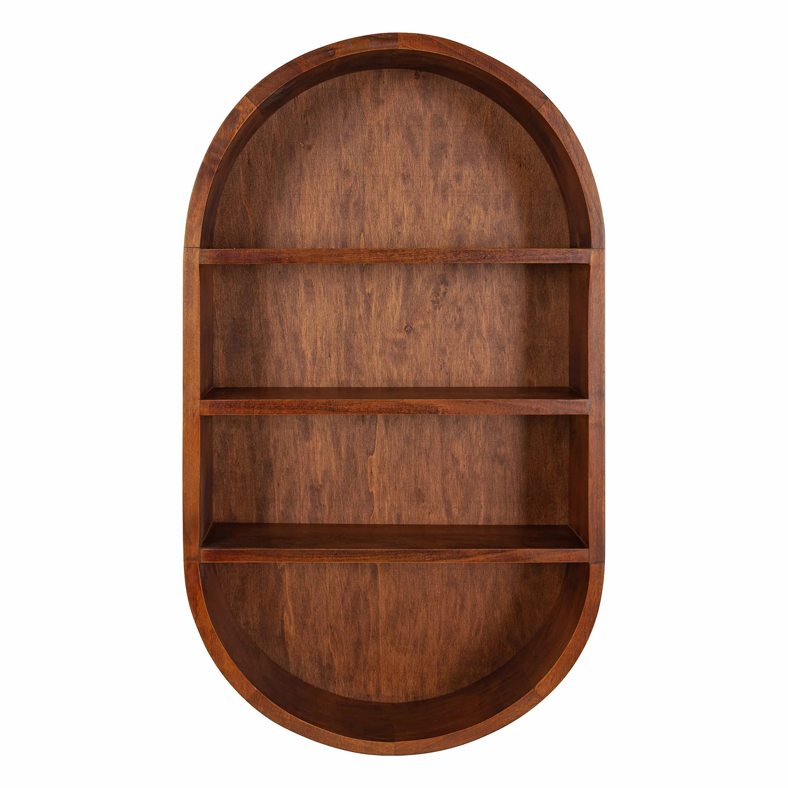 Kate and Laurel Hutton Midcentury Capsule Wall Shelf; 16 x 28; Walnut Brown; Geometric Decorative Shelves for Wall