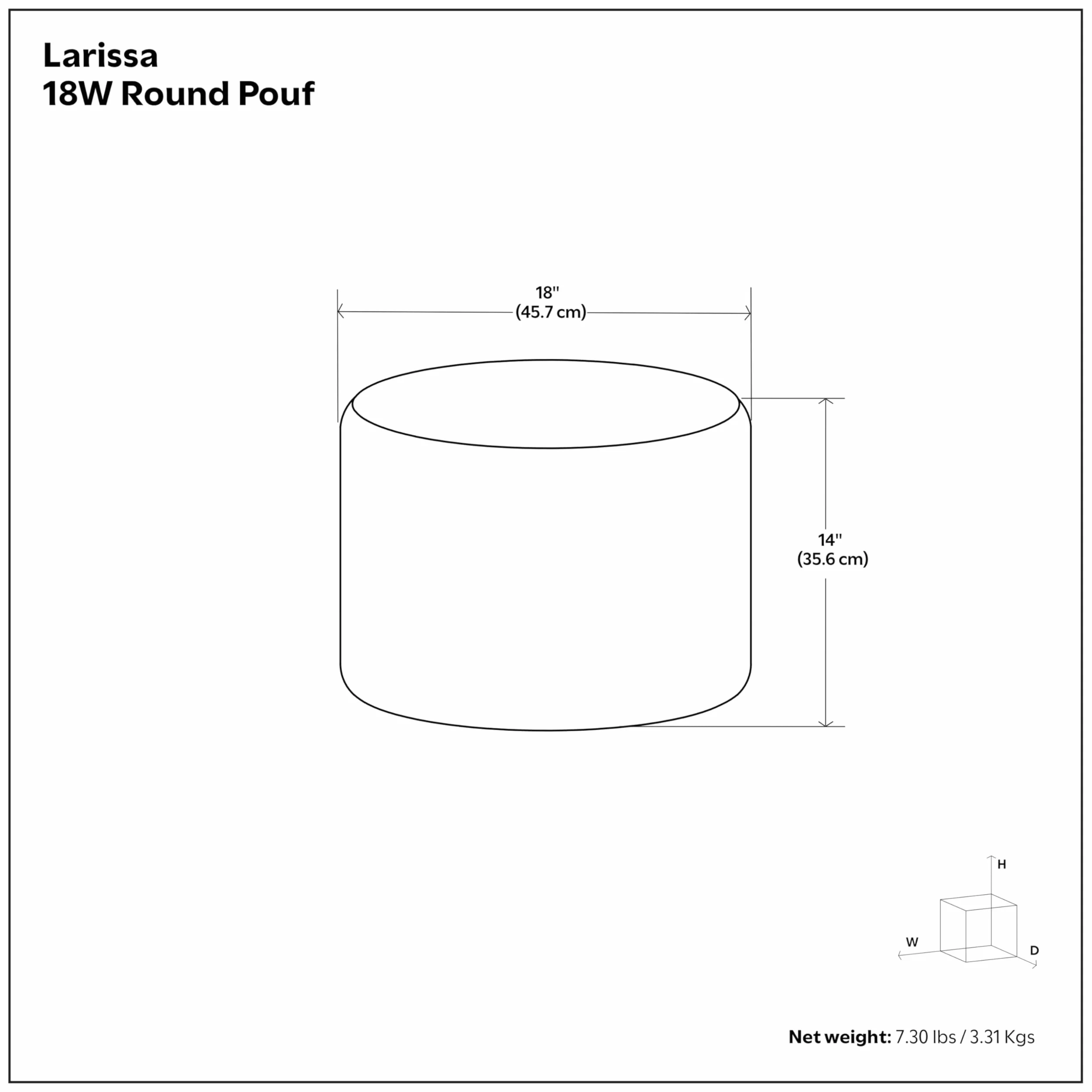 SIMPLIHOME Larissa Round Pouf - 18 inch Wide Hand Braided Jute Ottoman in Sandy Natural/Ebony, Boho Footstool or Extra Seating for Living Room or Kids Room with Polystyrene Bead Filling, Assembled