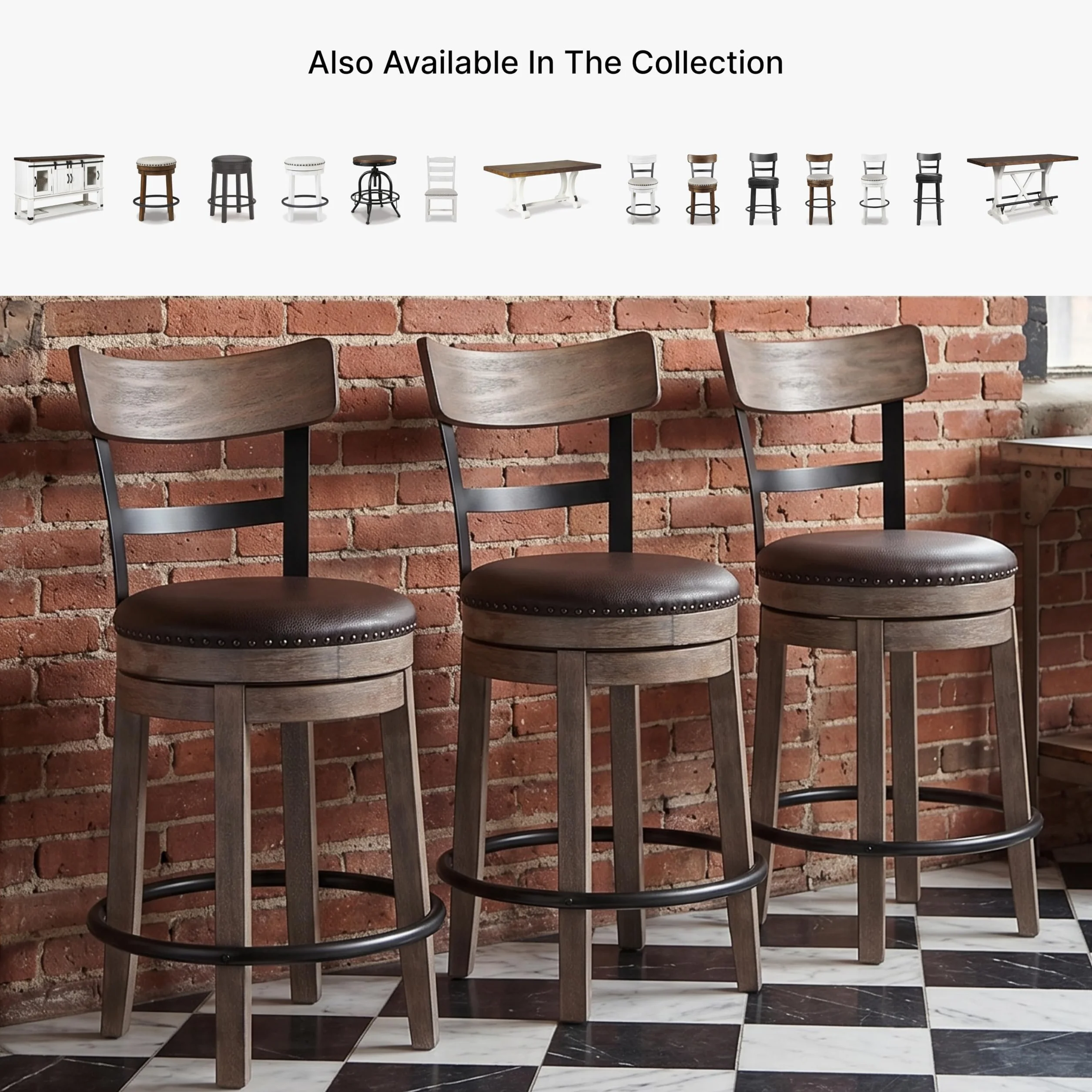 Signature Design by Ashley Pinnadel Counter Height Swivel Bar Stool, Brown