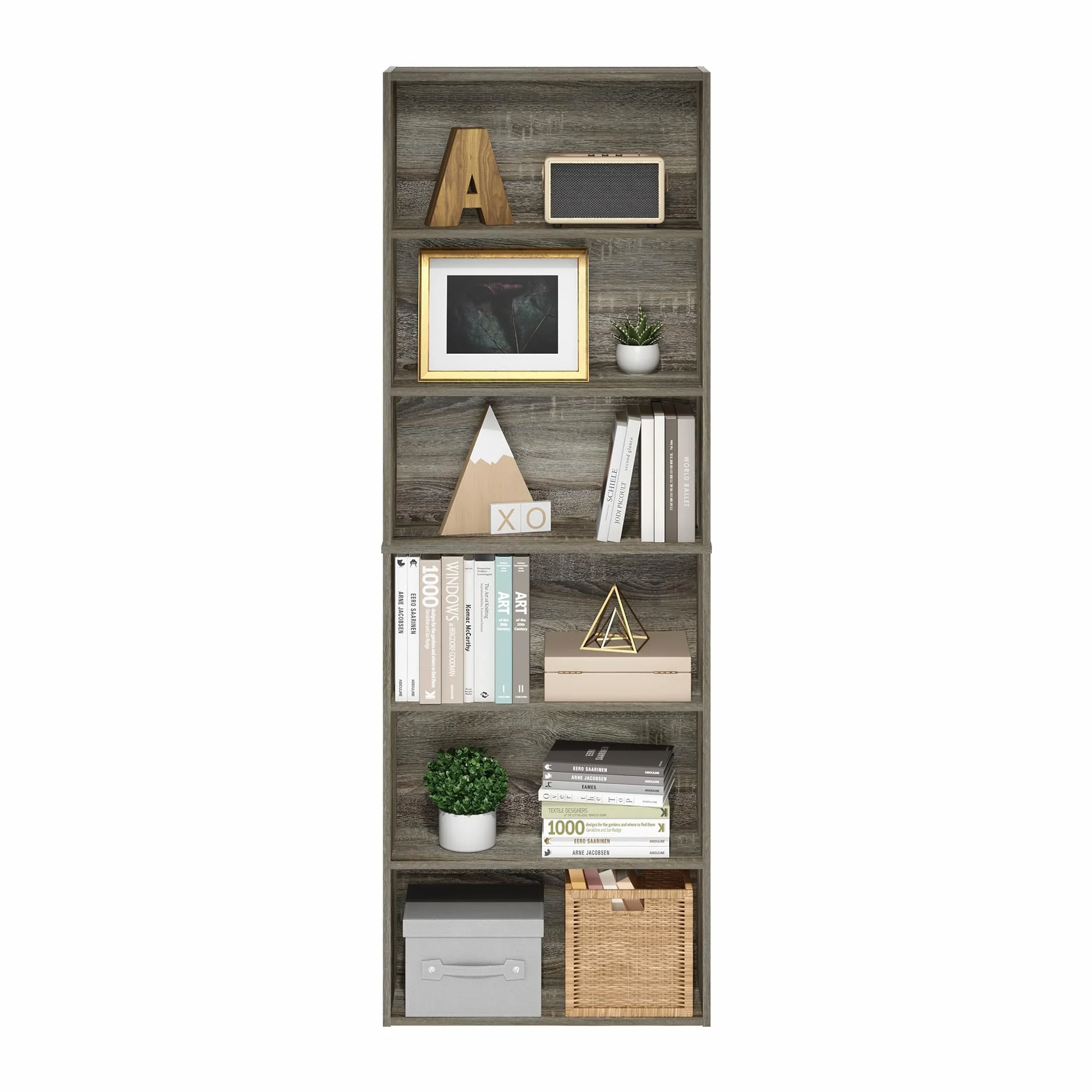 Furinno Jaya Simply Home Free Standing 6-Tier Open Storage Bookcase, French Oak