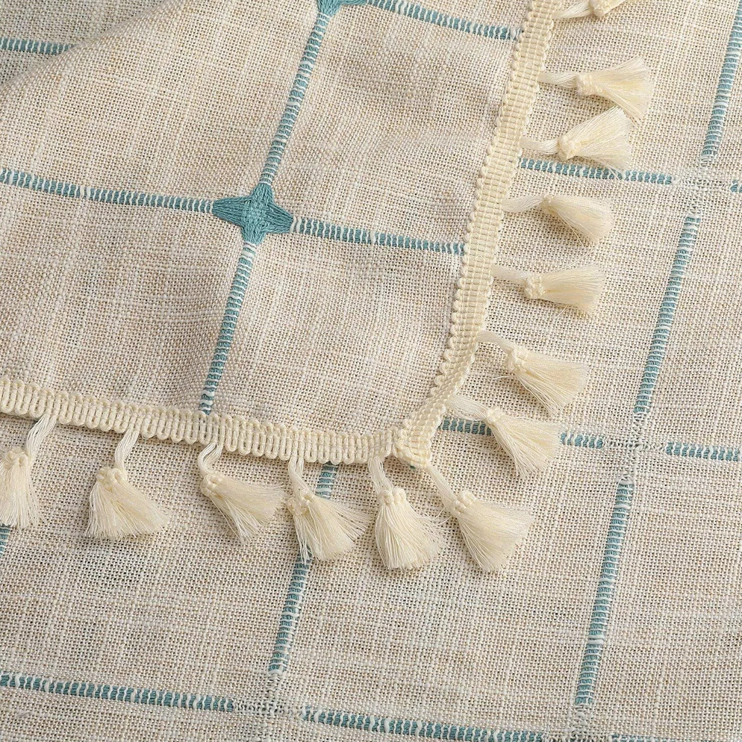 Tovaglia Trasparente Cotone Lino Tovaglia Rotonda a quadretti Nappa Antipiega Tovaglia Lavabile Antipolvere Copertura Tavolo Da Pranzo per Cucina Proteggi Tavolo Picnic