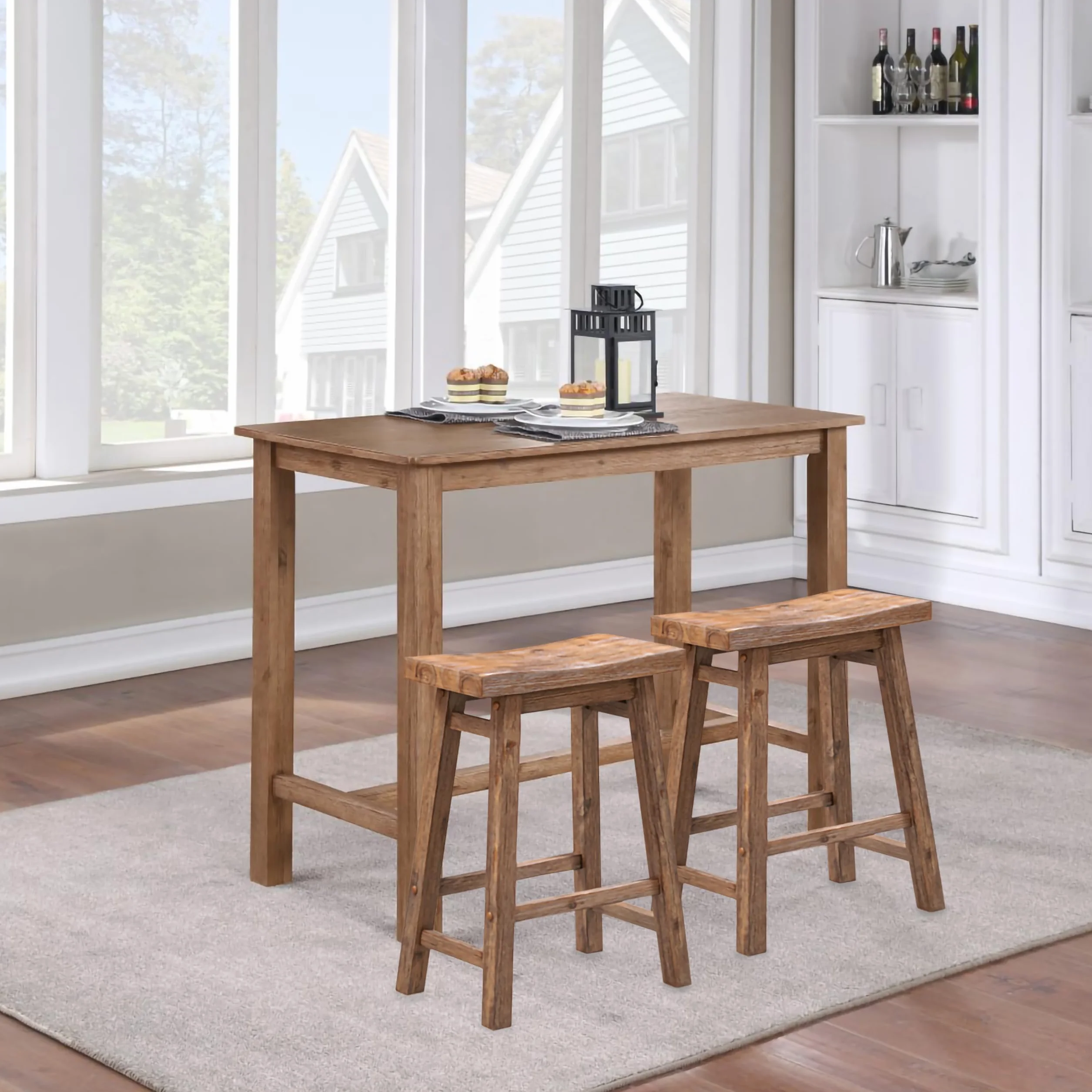 Sonoma Backless Saddle Counter Stools - Barnwood Wire-Brush - Set of 2
