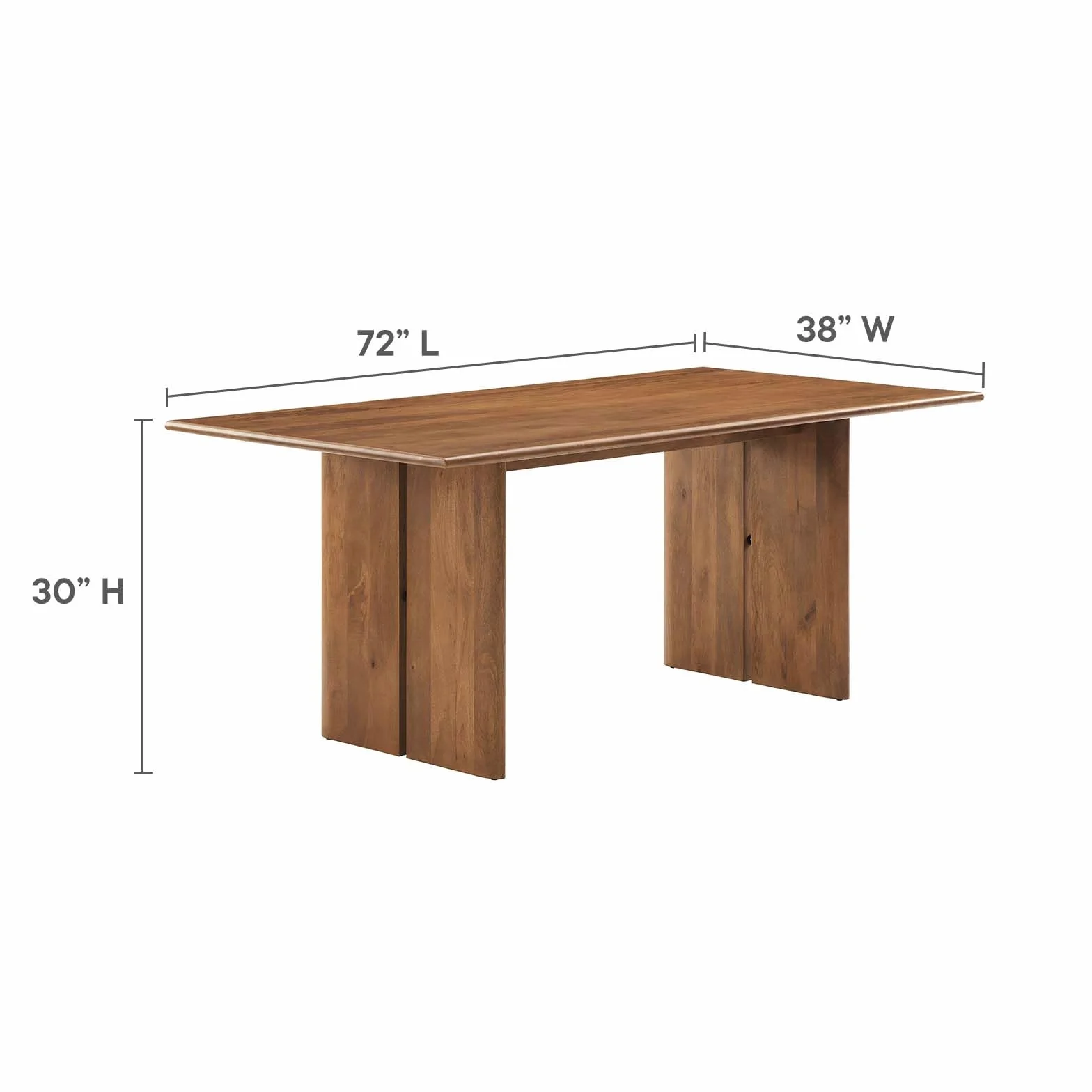 Modway Amistad 72" Solid Wood Modern Farmhouse Rectangular Dining Table in Walnut