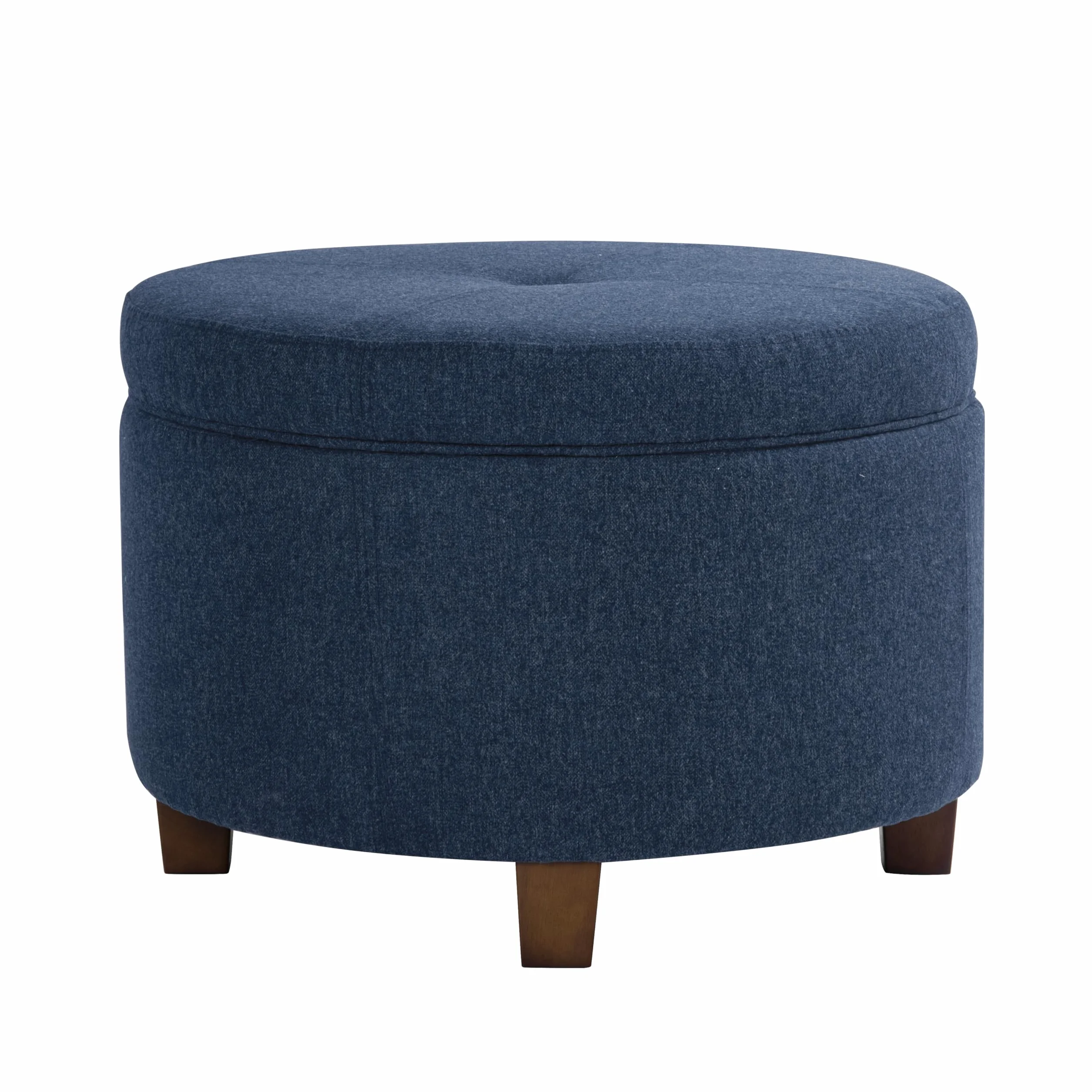 HomePop 24" Large Round Storage Ottoman - Blue Woven Fabric