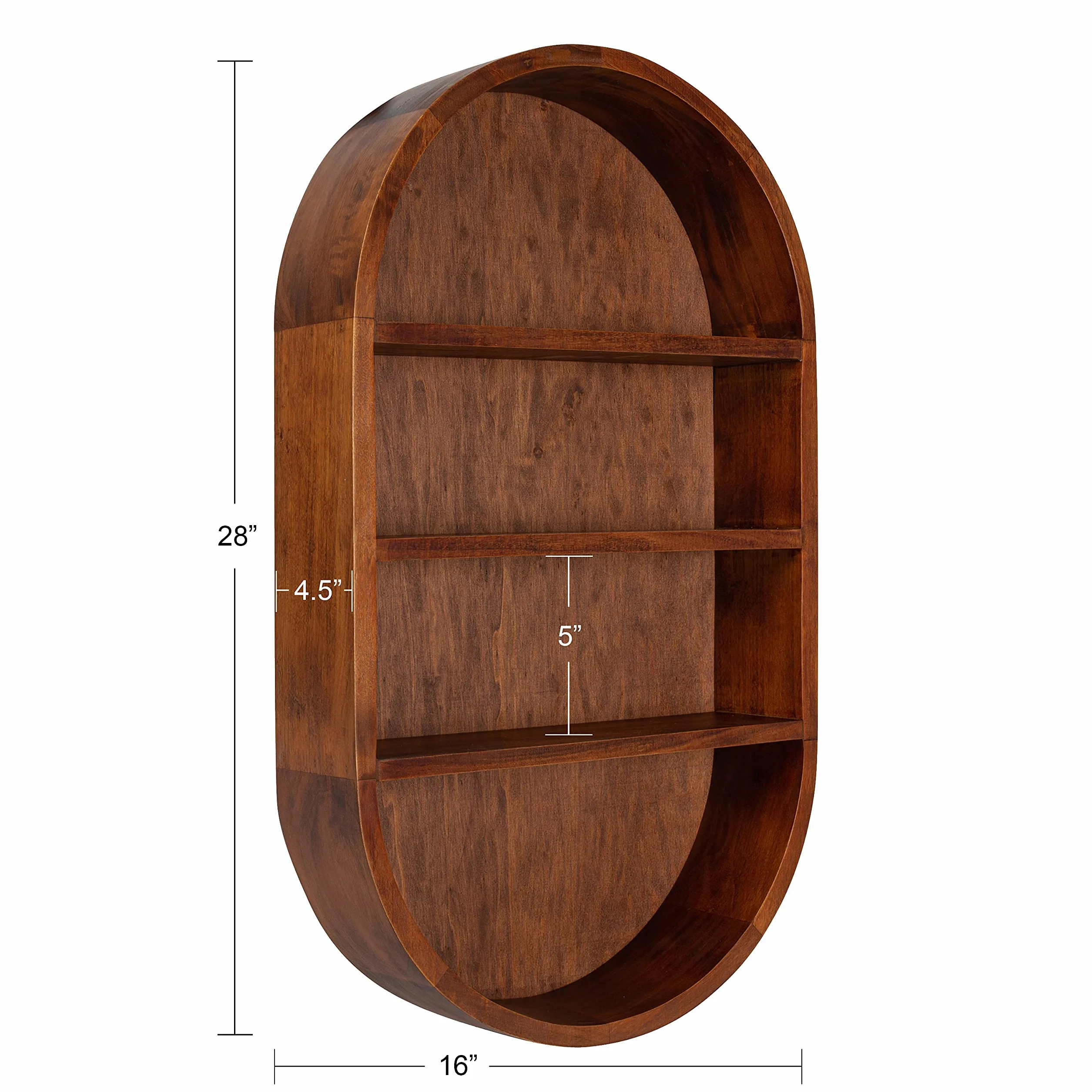 Kate and Laurel Hutton Midcentury Capsule Wall Shelf; 16 x 28; Walnut Brown; Geometric Decorative Shelves for Wall