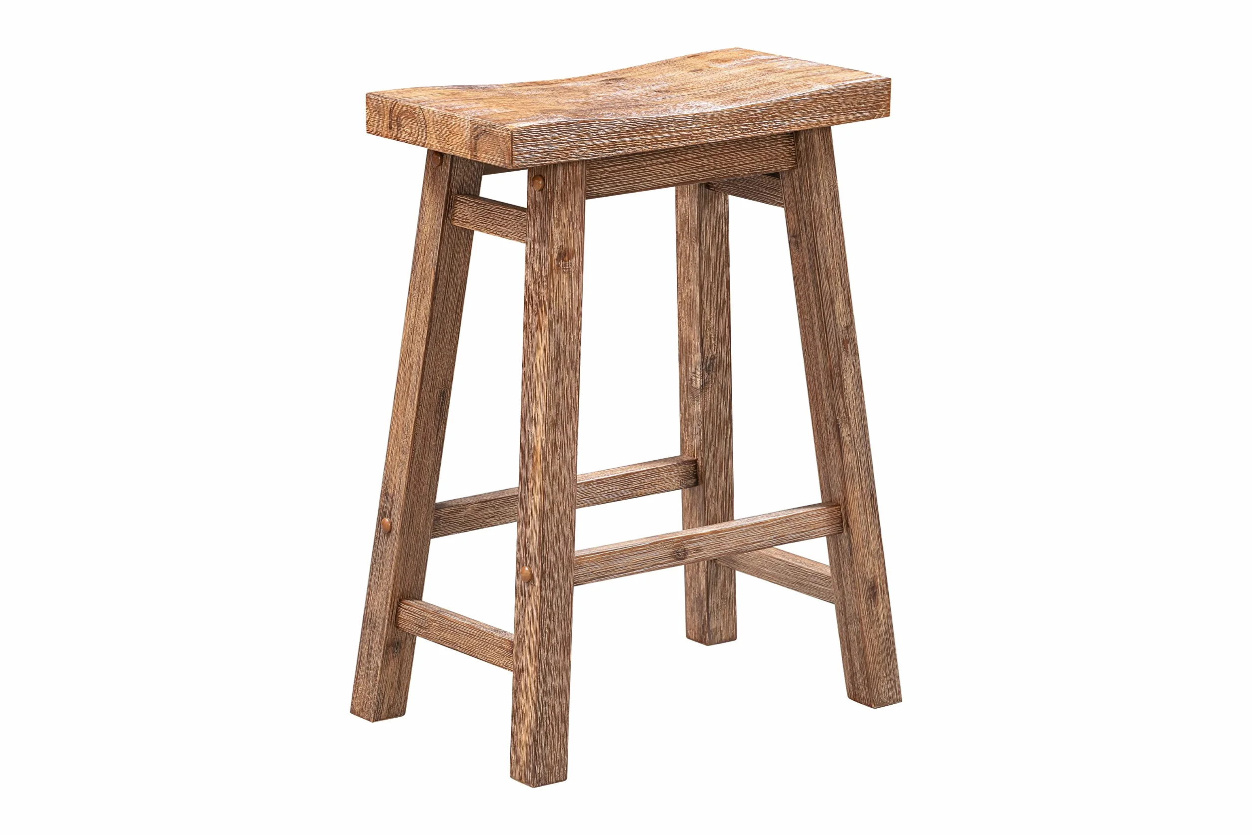 Sonoma Backless Saddle Counter Stools - Barnwood Wire-Brush - Set of 2
