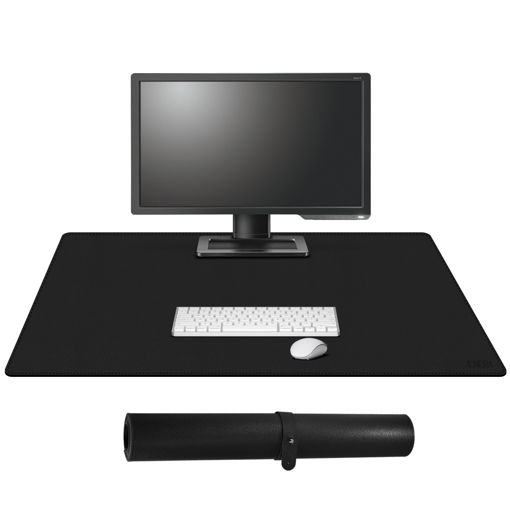 Elegant Black Vegan Leather Desk Mat