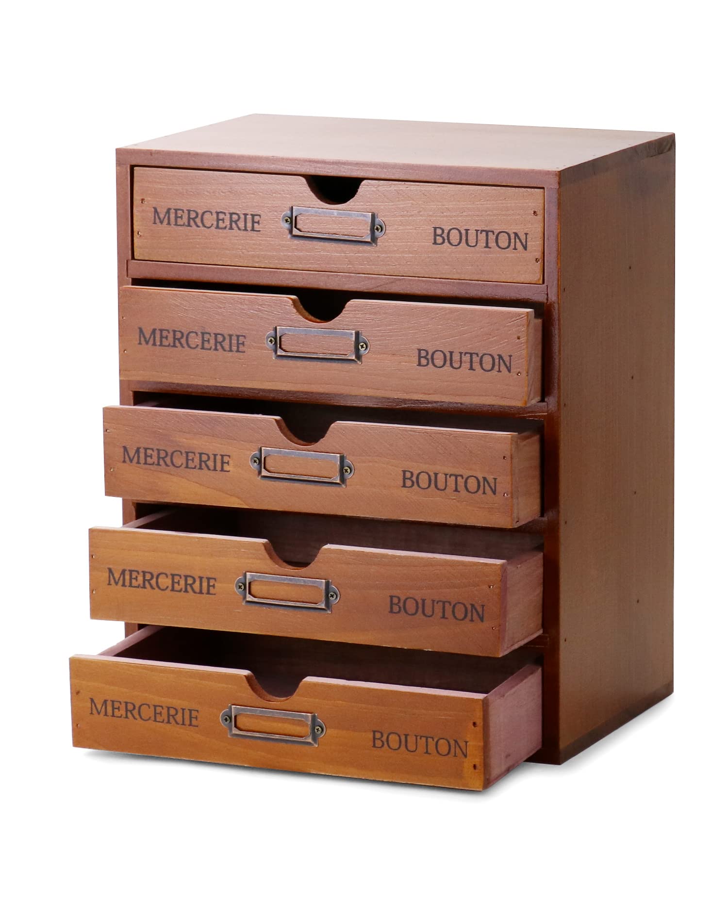 Artisan Wood Five-Drawer Desk Organizer