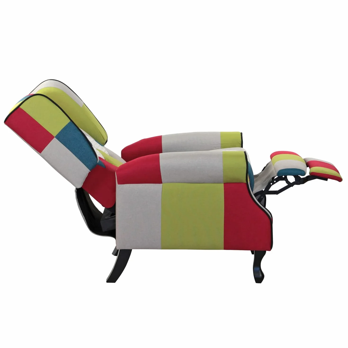 BRIGROS La voglia di fare WeHome - Recliner Chair with Ergonomic Fabric Seat, Bed Chair, Adjustable Backrest, for Living Room, Living Room and Office (Patchwork, Patchwork)