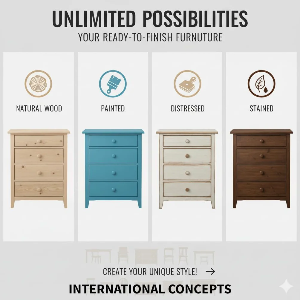 IC International Concepts Solid Wood Shaker Bookcase 30" H, Unfinished