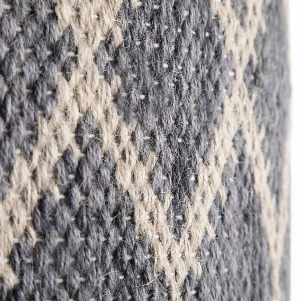 SIMPLIHOME Edgeley 18" Wide Round Pouf in Grey/Natural Jute and Cotton