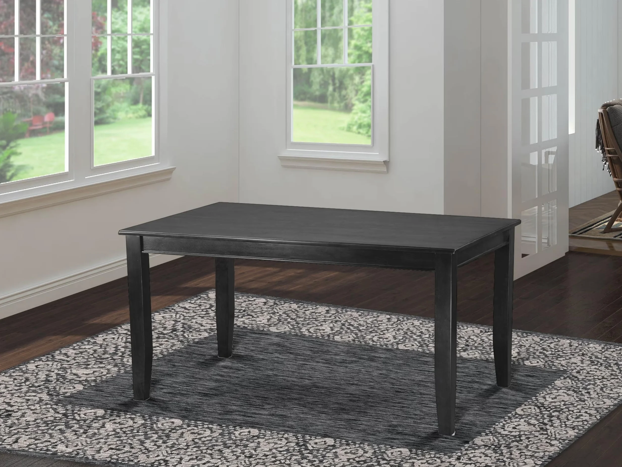 East West Furniture DUT-BLK-T Dudley Kitchen Table - a Rectangle Dining Table Top with Sturdy Legs, 36x60 Inch, Black