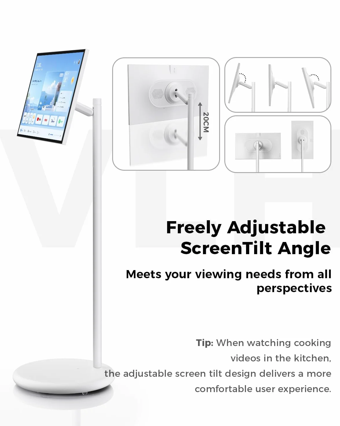 VLH 27″ FHD Touch Screen Rolling TV, Smart Portable TV on Wheels, 6G+128GB, 27000mAh Battery, Android 15 OS, EDLA-Certified, Wireless Tablet TV with Voice Remote Control, Built-in 13MP Camera