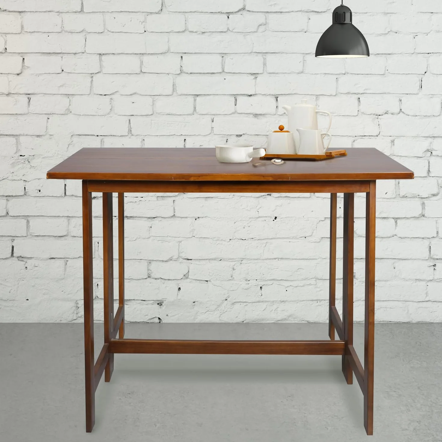 Solid Wood Flip-Top Folding Console to Dining Convertible Table