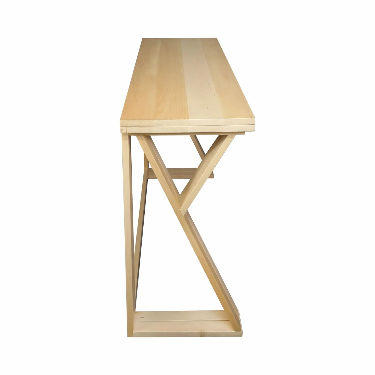 Aztecs Folding Console to Dining Convertible Table with Solid American Basswood